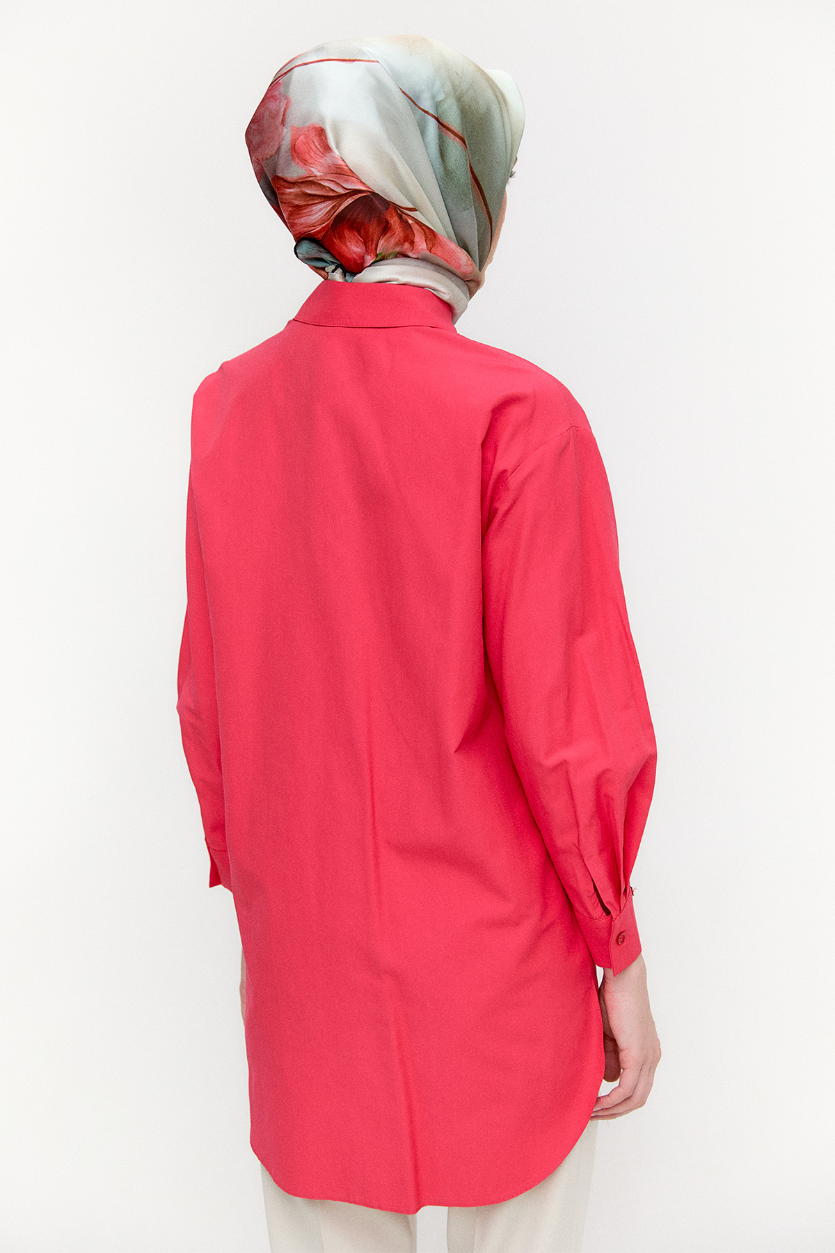 Boncuklu Çiçek Nakışlı Pamuk Tunik, Tesettür Giyim