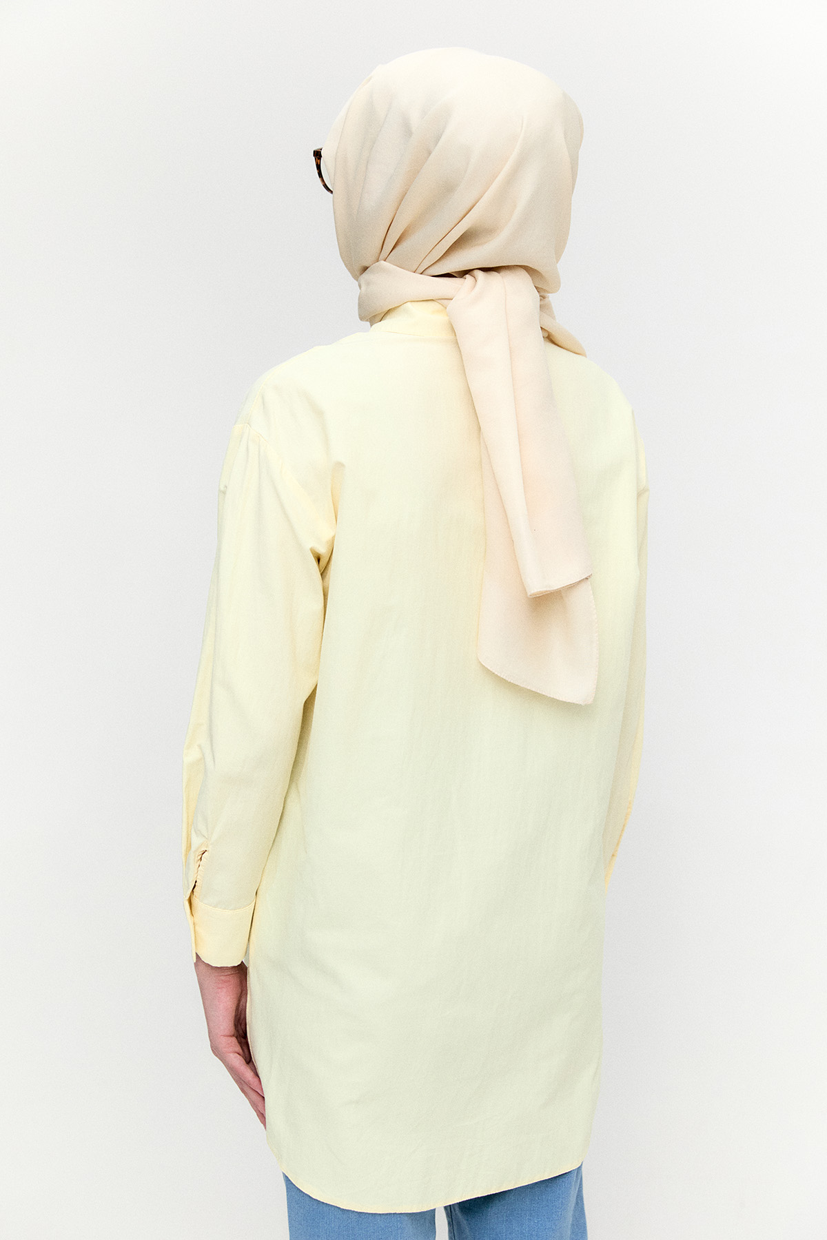 Boncuklu Çiçek Nakışlı Pamuk Tunik, Tesettür Giyim