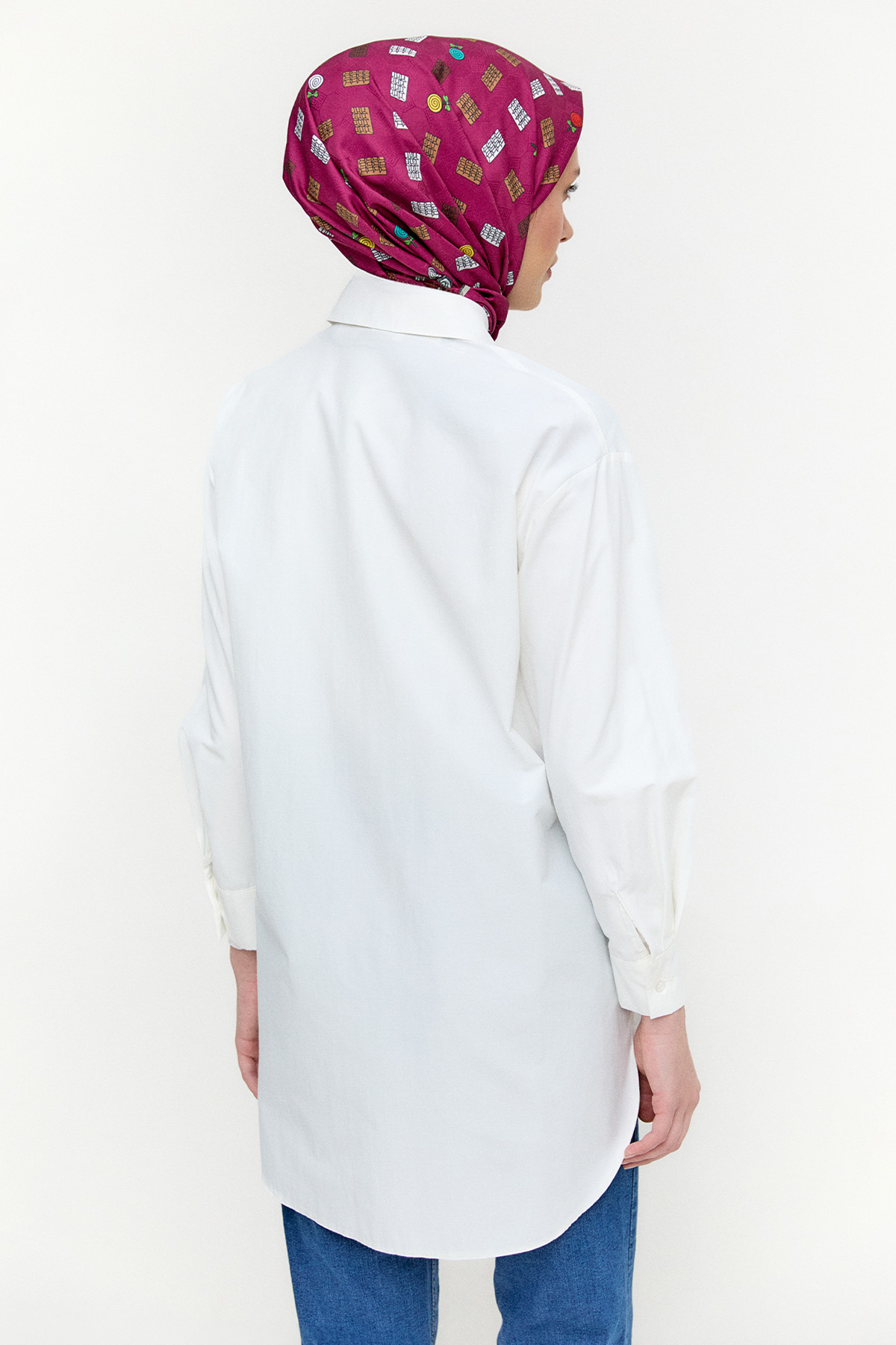 Boncuklu Çiçek Nakışlı Pamuk Tunik, Tesettür Giyim