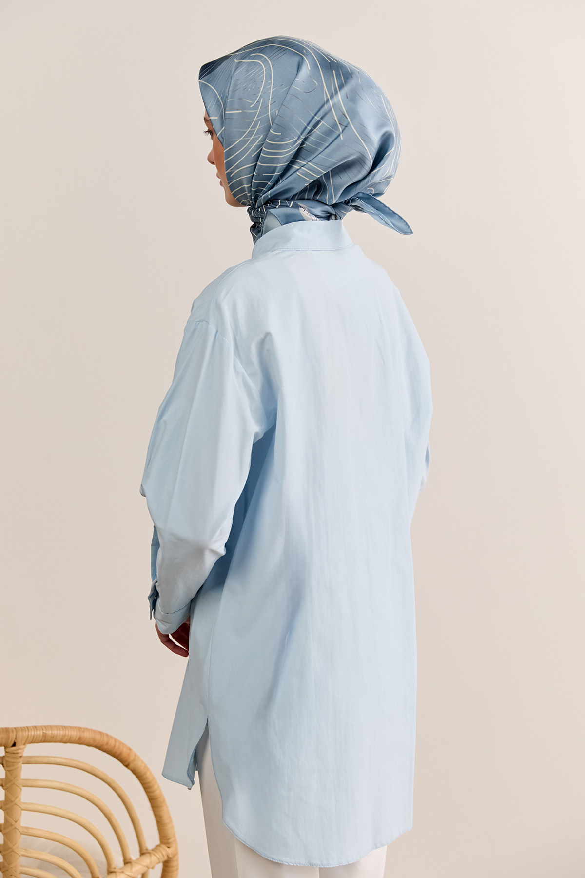 Taş Detaylı Oversize Pamuklu Tunik, Tesettür Giyim