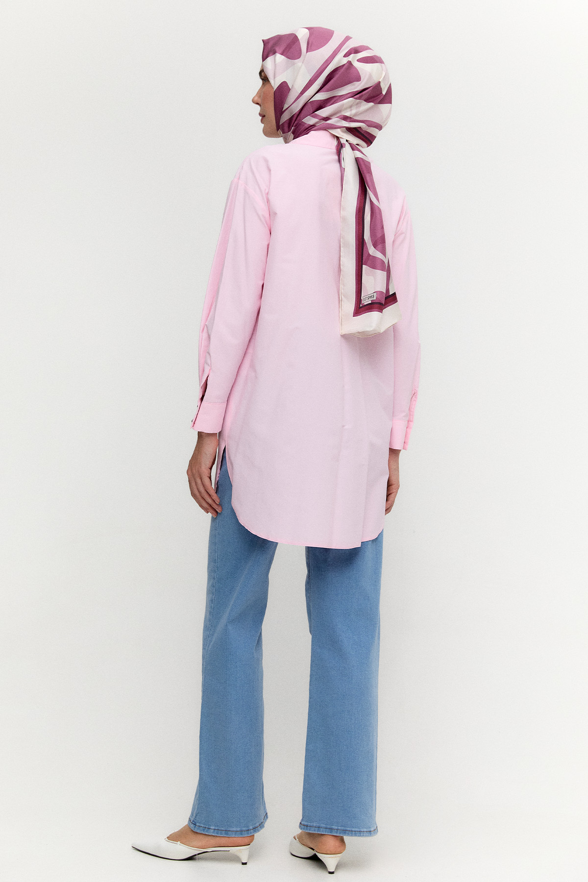 Taş Detaylı Oversize Pamuklu Tunik, Tesettür Giyim