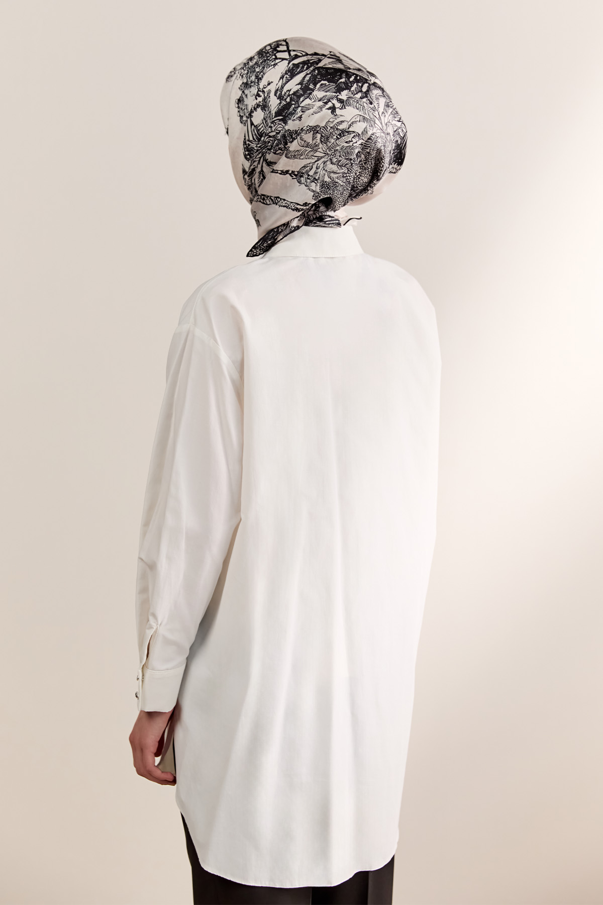 Taş Detaylı Oversize Pamuklu Tunik, Tesettür Giyim