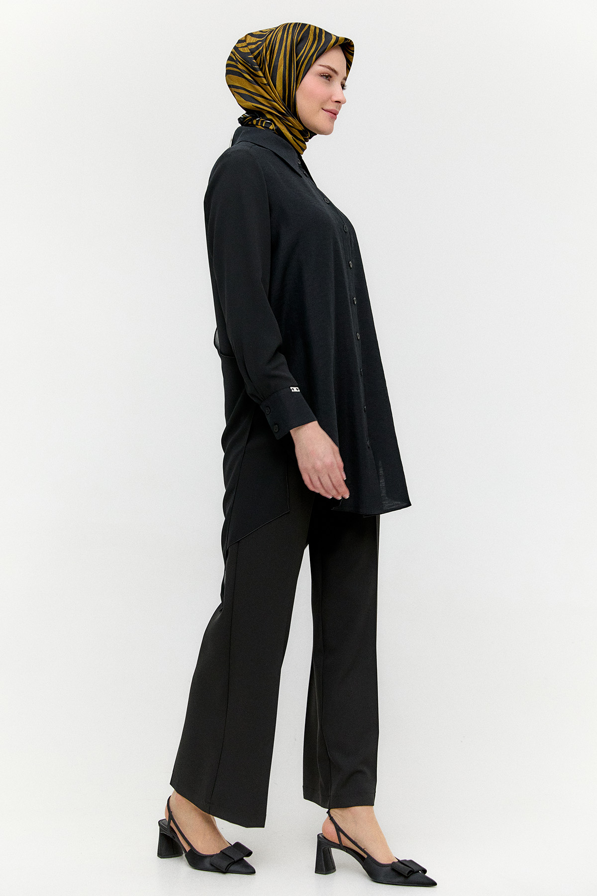 Şifon Detaylı Keten Tunik, Tesettür Giyim