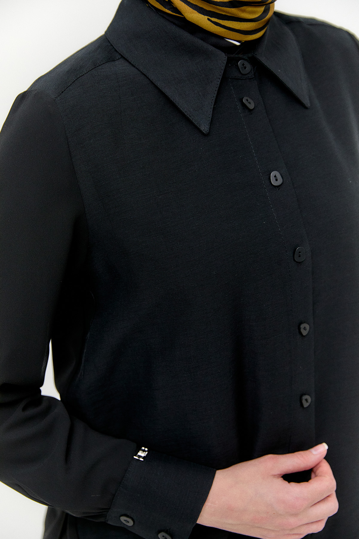 Şifon Detaylı Keten Tunik, Tesettür Giyim