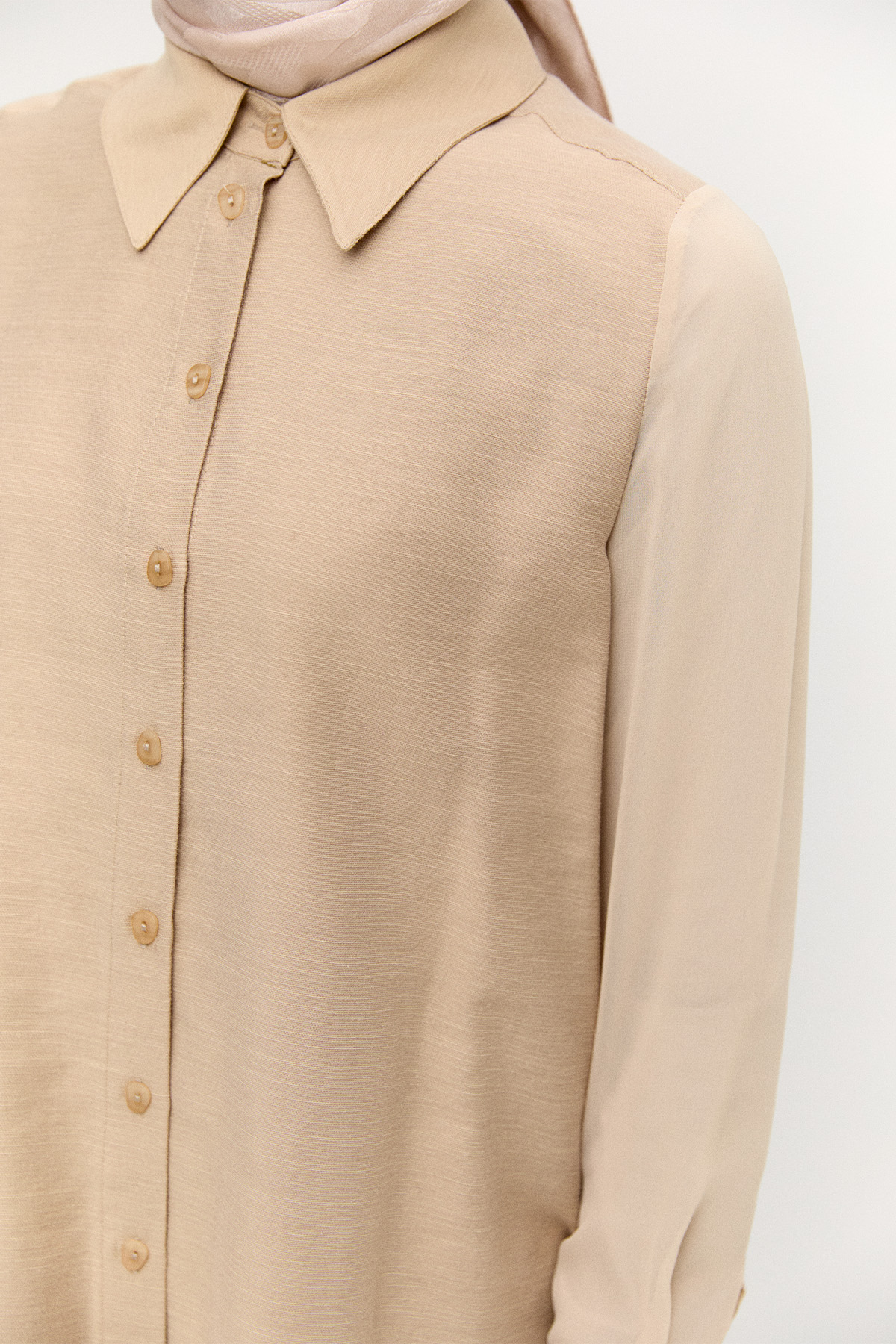 Şifon Detaylı Keten Tunik, Tesettür Giyim