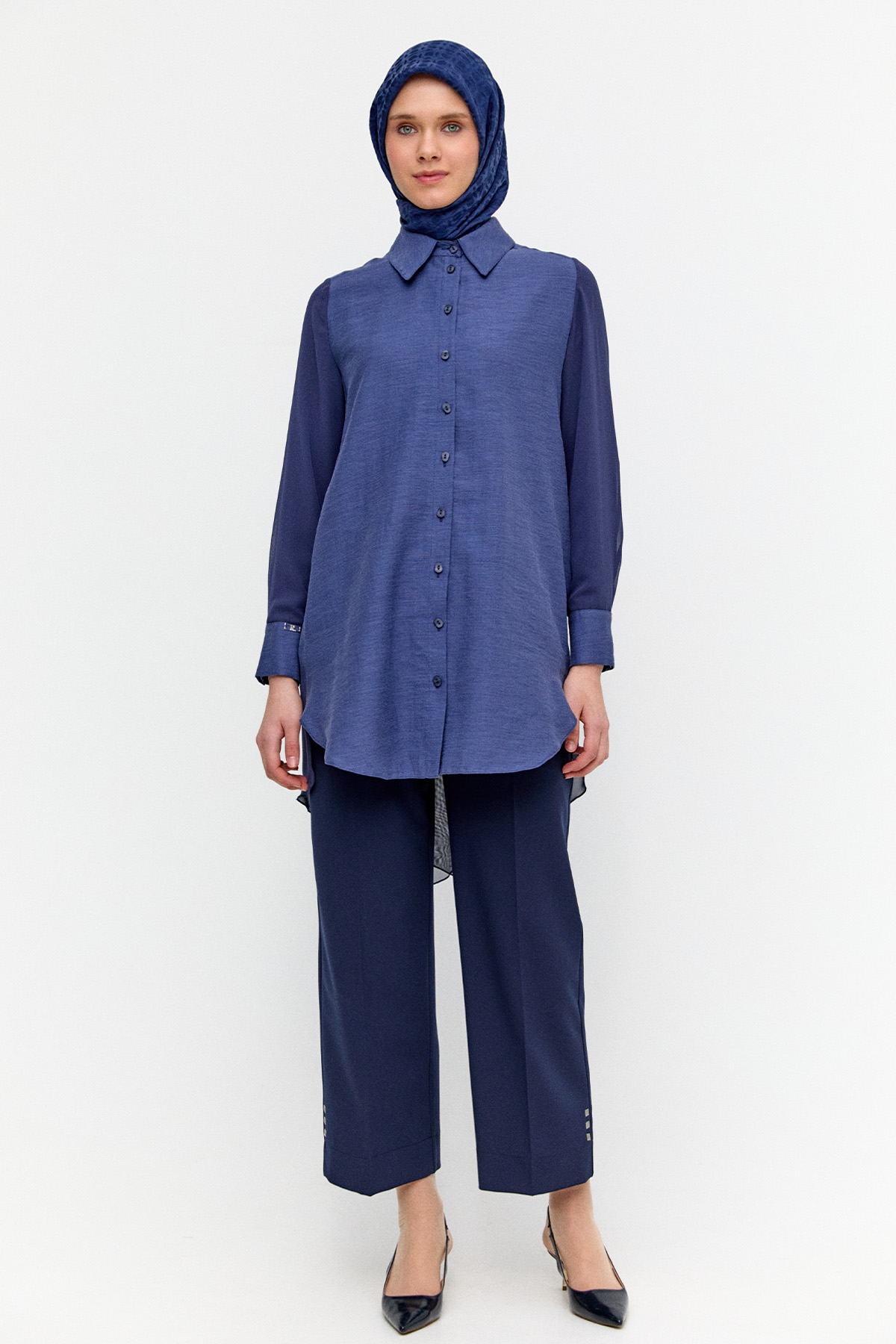 Şifon Detaylı Keten Tunik, Tesettür Giyim