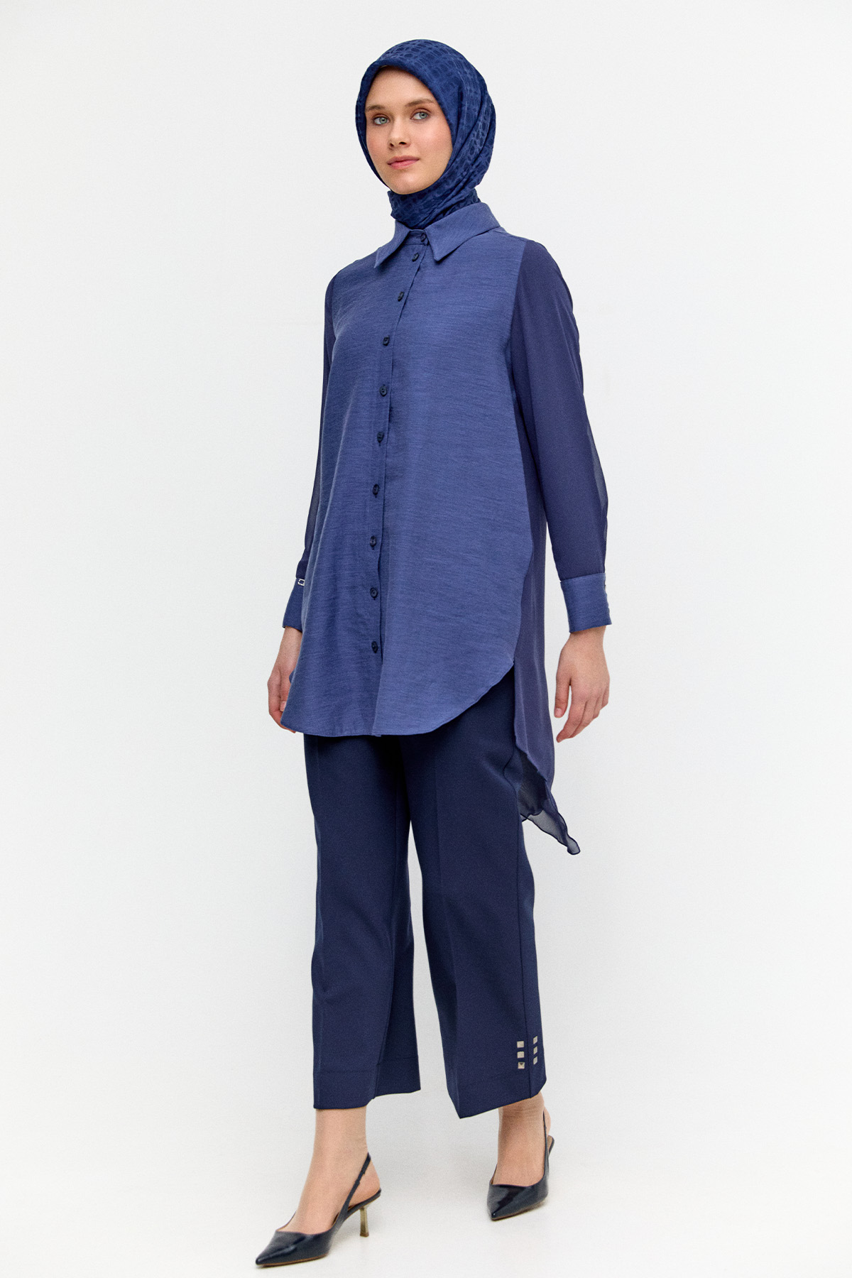 Şifon Detaylı Keten Tunik, Tesettür Giyim