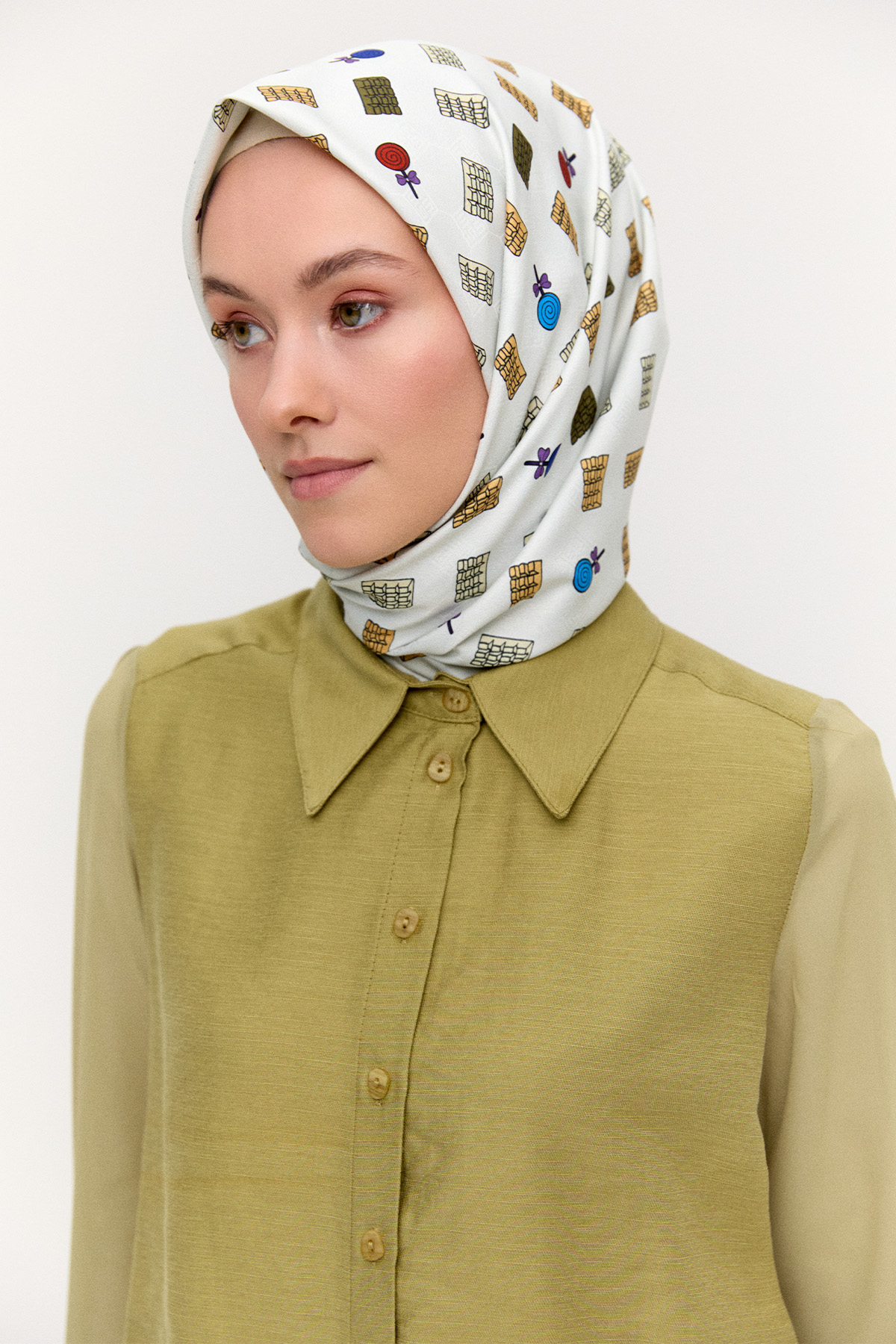 Şifon Detaylı Keten Tunik, Tesettür Giyim