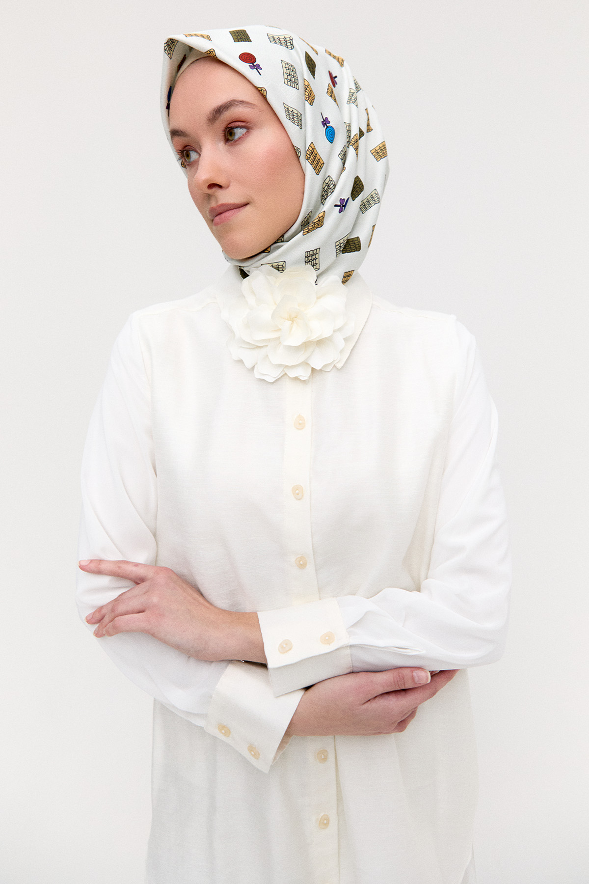 Şifon Detaylı Keten Tunik, Tesettür Giyim