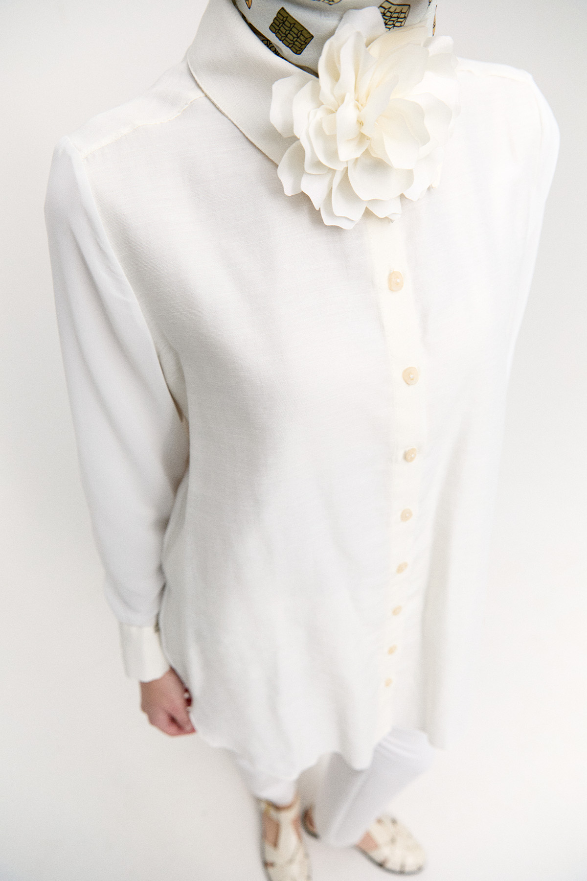 Şifon Detaylı Keten Tunik, Tesettür Giyim