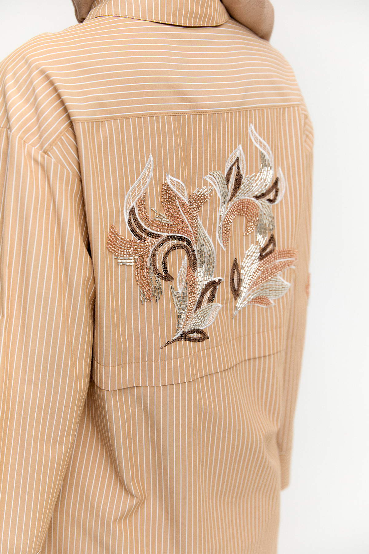 Boncuk Nakışlı Pamuklu Uzun Tunik, Tesettür Giyim