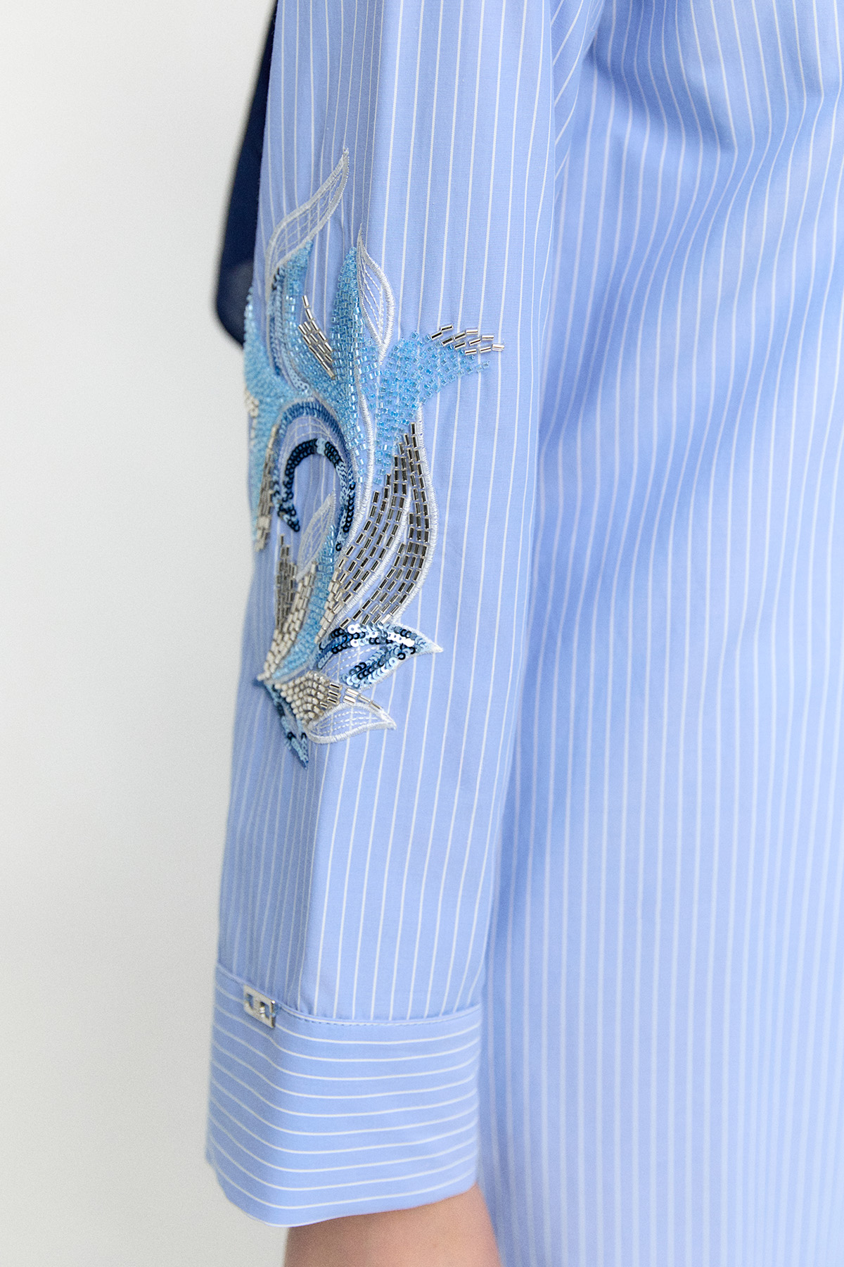 Boncuk Nakışlı Pamuklu Uzun Tunik, Tesettür Giyim