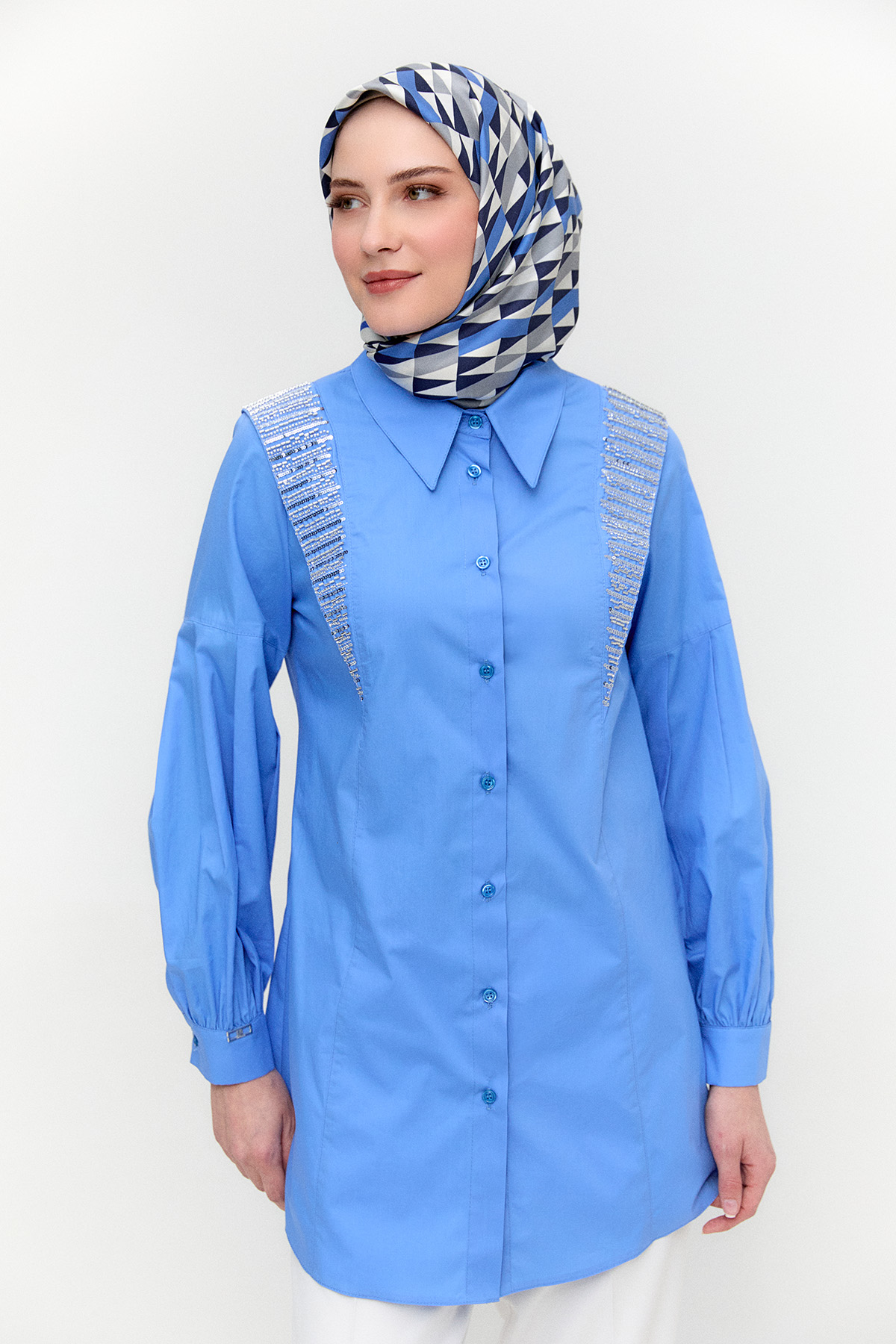 Payet Detaylı Pamuk Tunik, Tesettür Giyim