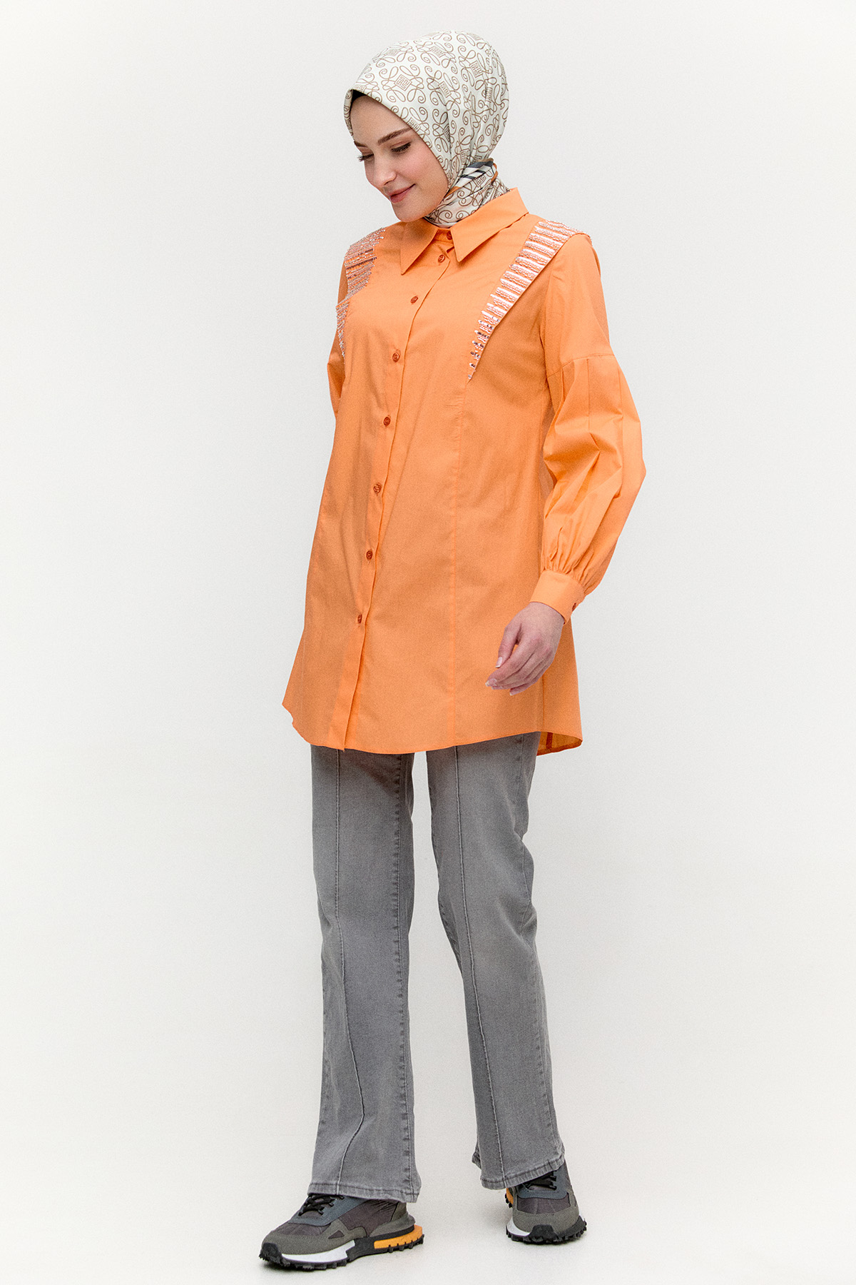 Payet Detaylı Pamuk Tunik, Tesettür Giyim