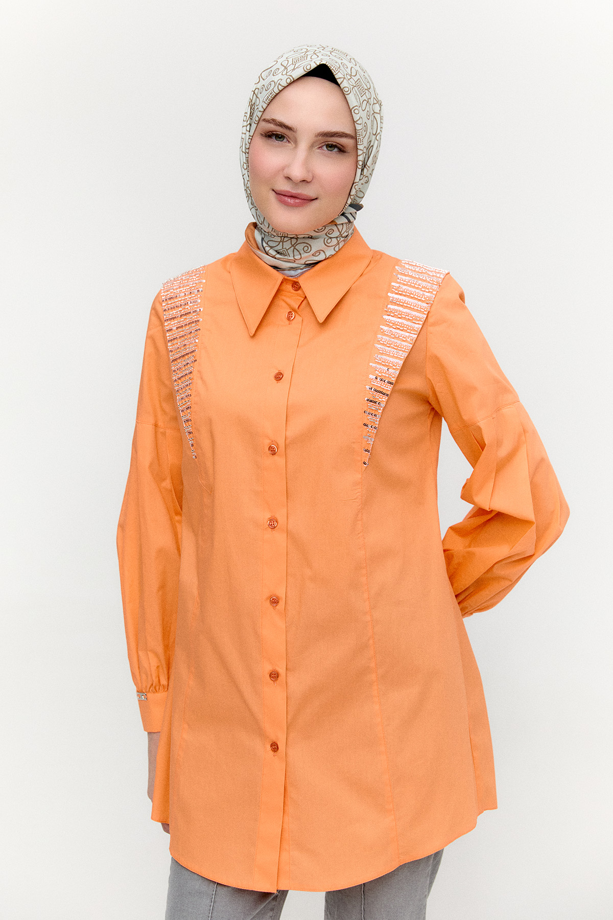 Payet Detaylı Pamuk Tunik, Tesettür Giyim