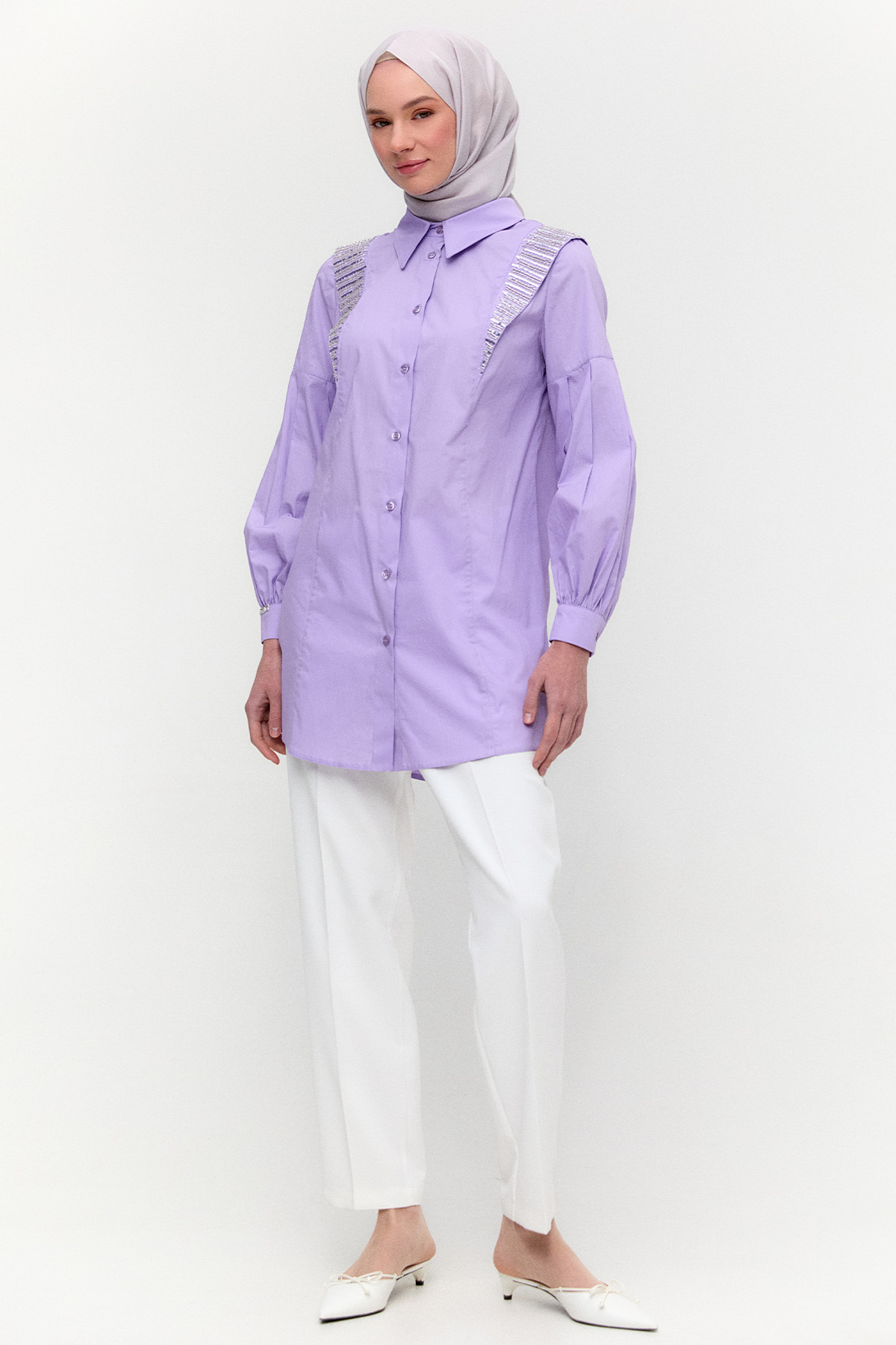Payet Detaylı Pamuk Tunik, Tesettür Giyim
