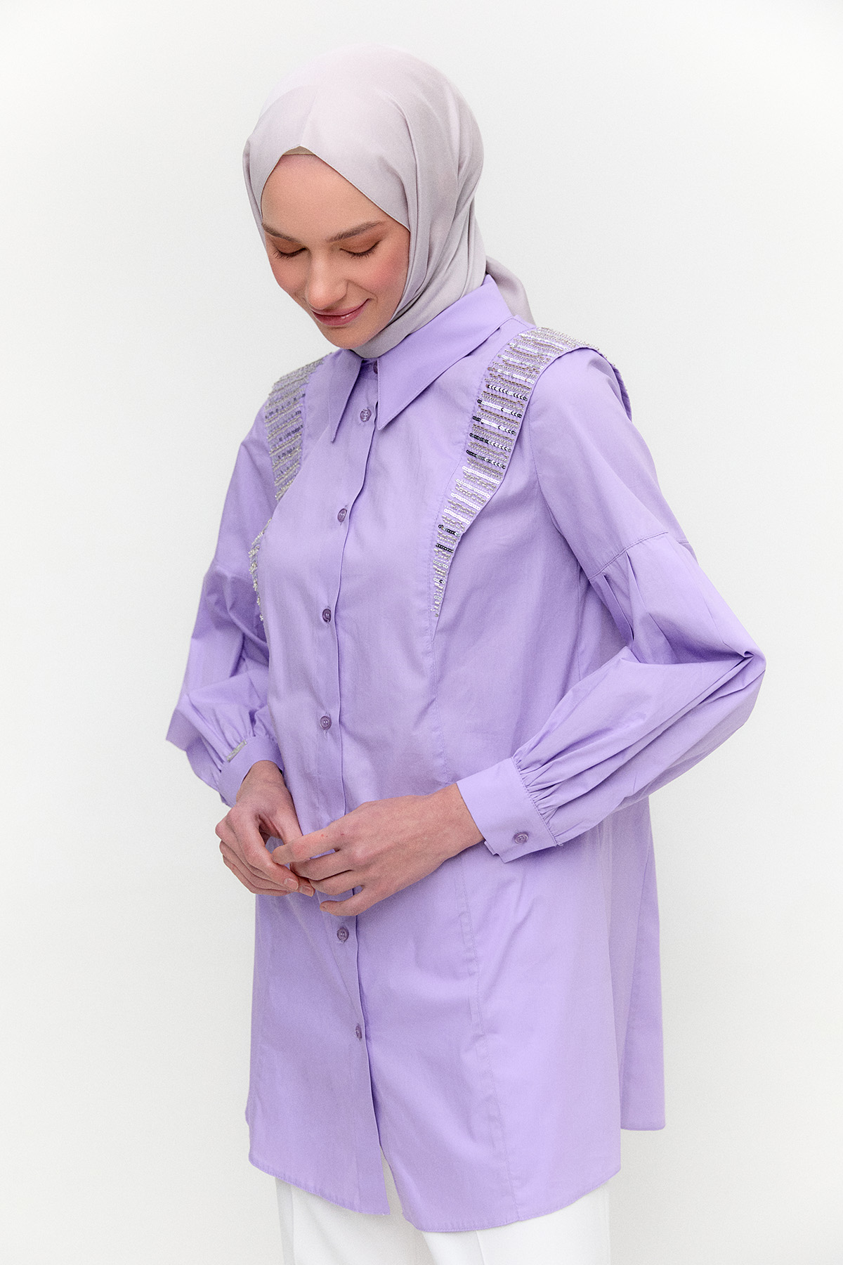 Payet Detaylı Pamuk Tunik, Tesettür Giyim