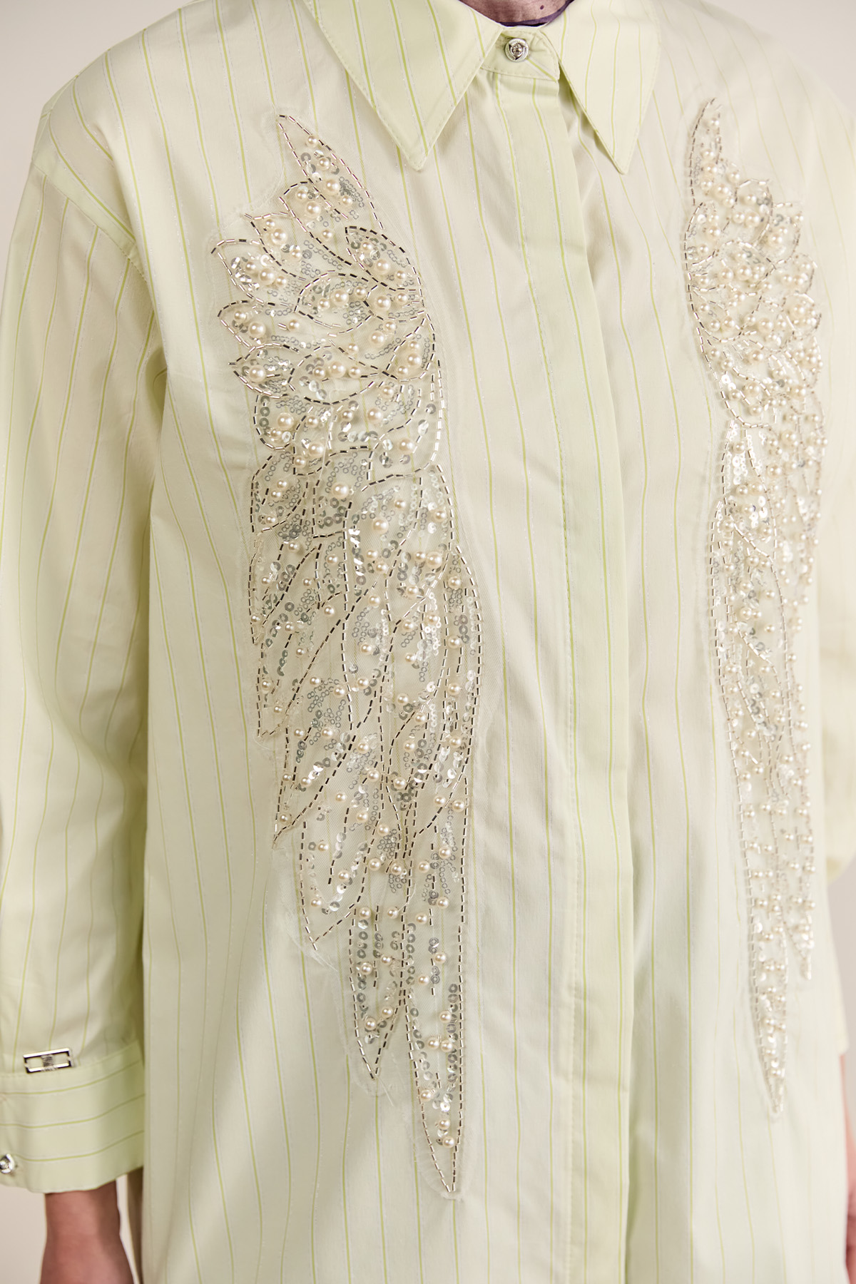 Çizgili İşlemeli Pamuk Tunik, Tesettür Giyim