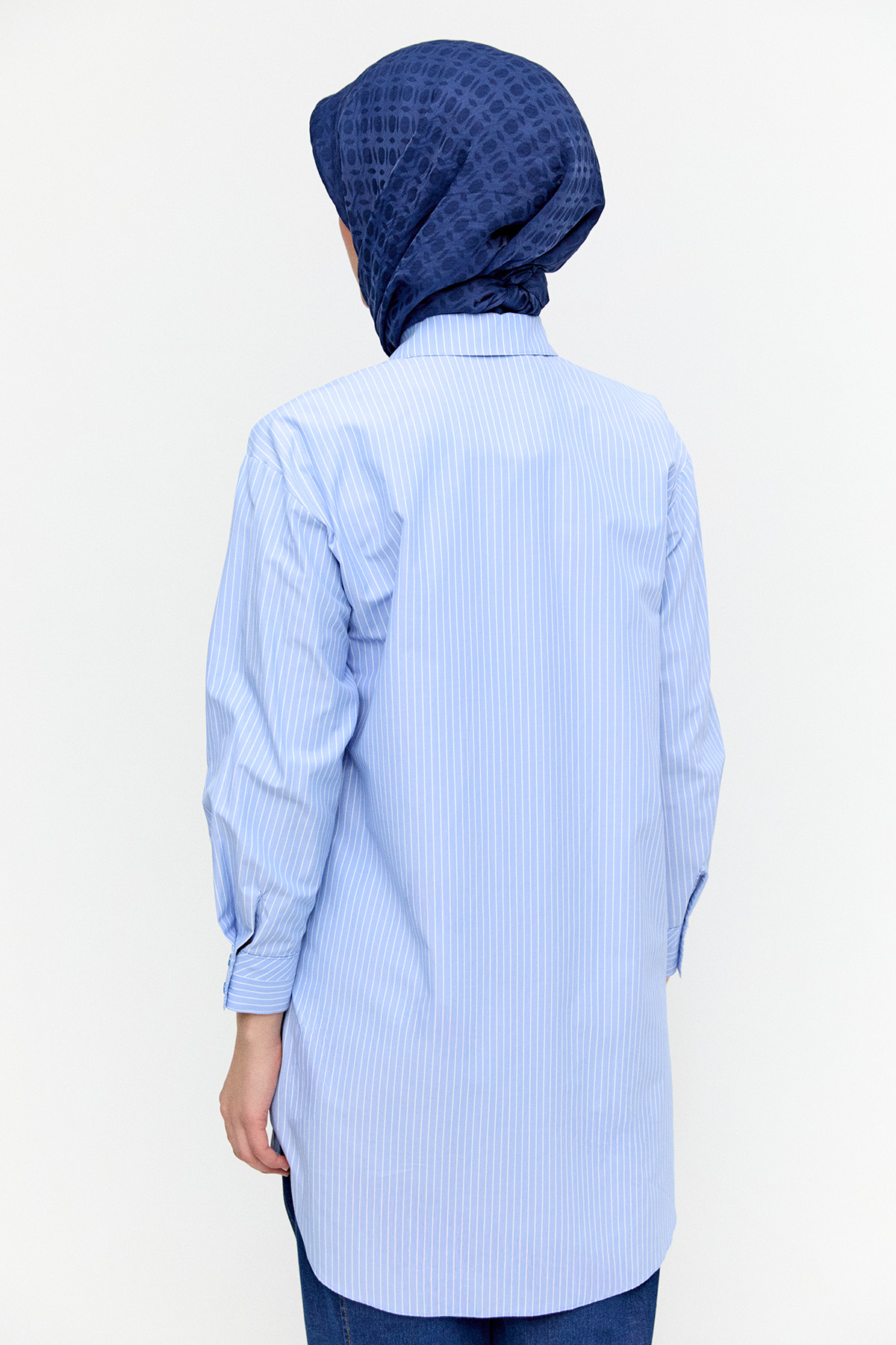 Payetli Nakışlı Çizgili Tunik, Tesettür Giyim