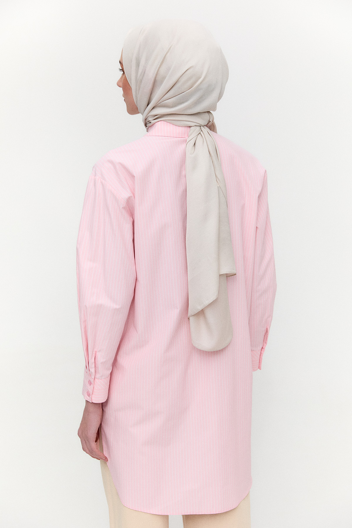 Payetli Nakışlı Çizgili Tunik, Tesettür Giyim