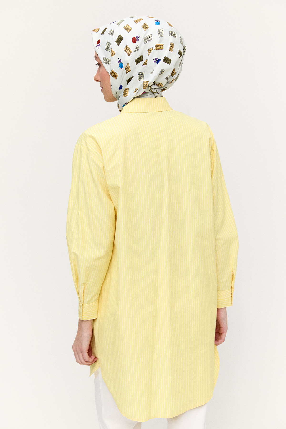 Payetli Nakışlı Çizgili Tunik, Tesettür Giyim