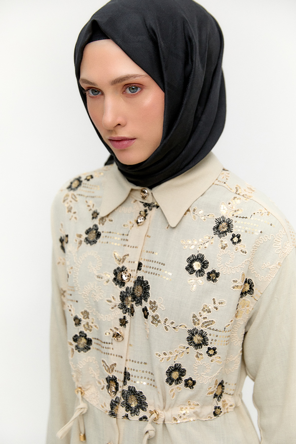 Keten Görünümlü Uzun Tunik, Tesettür Giyim