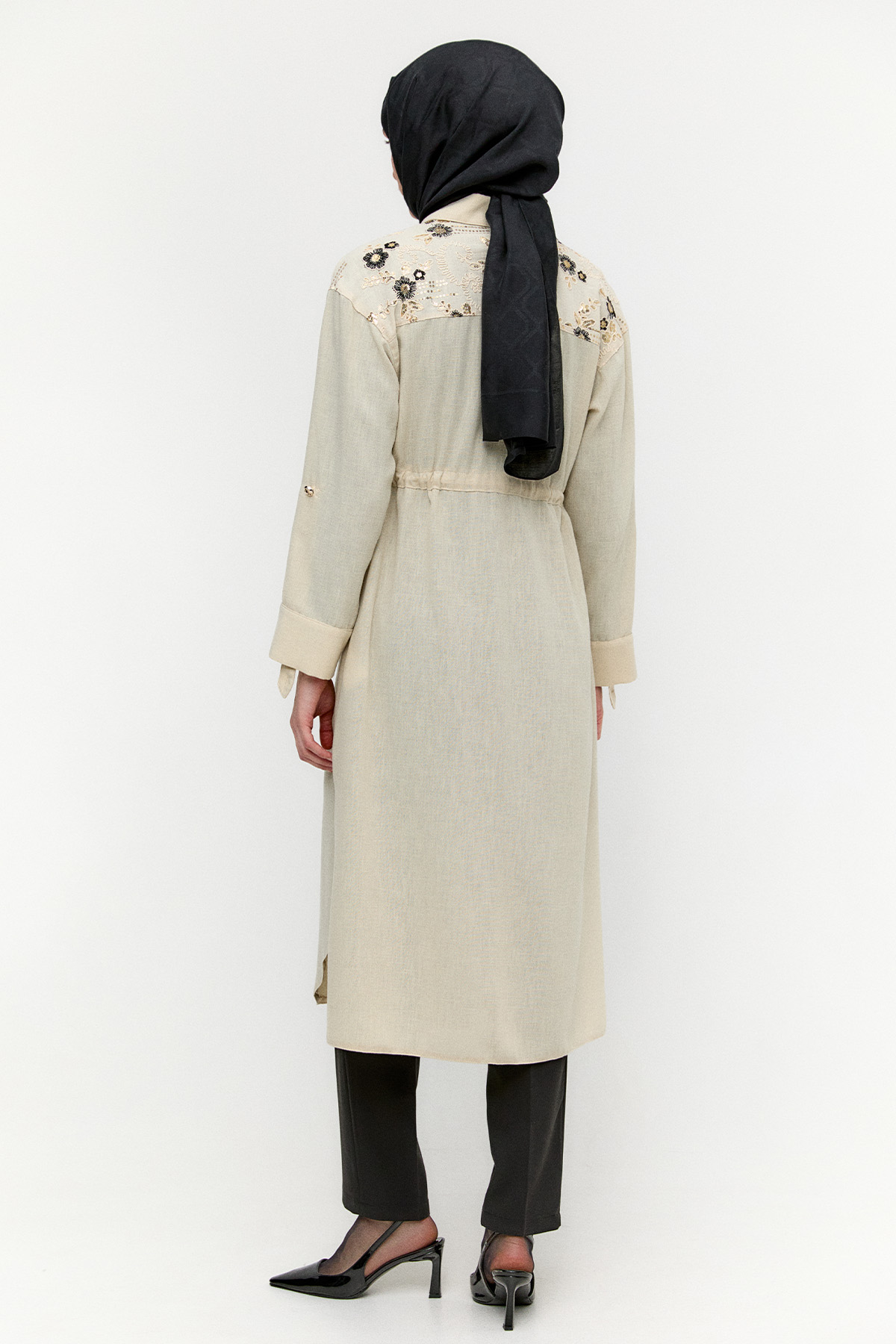 Keten Görünümlü Uzun Tunik, Tesettür Giyim
