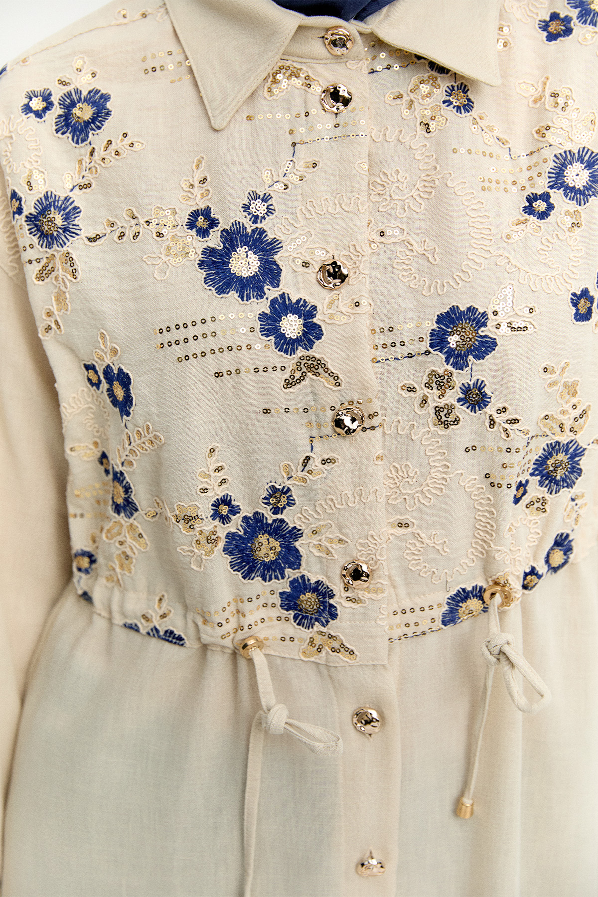 Keten Görünümlü Uzun Tunik, Tesettür Giyim