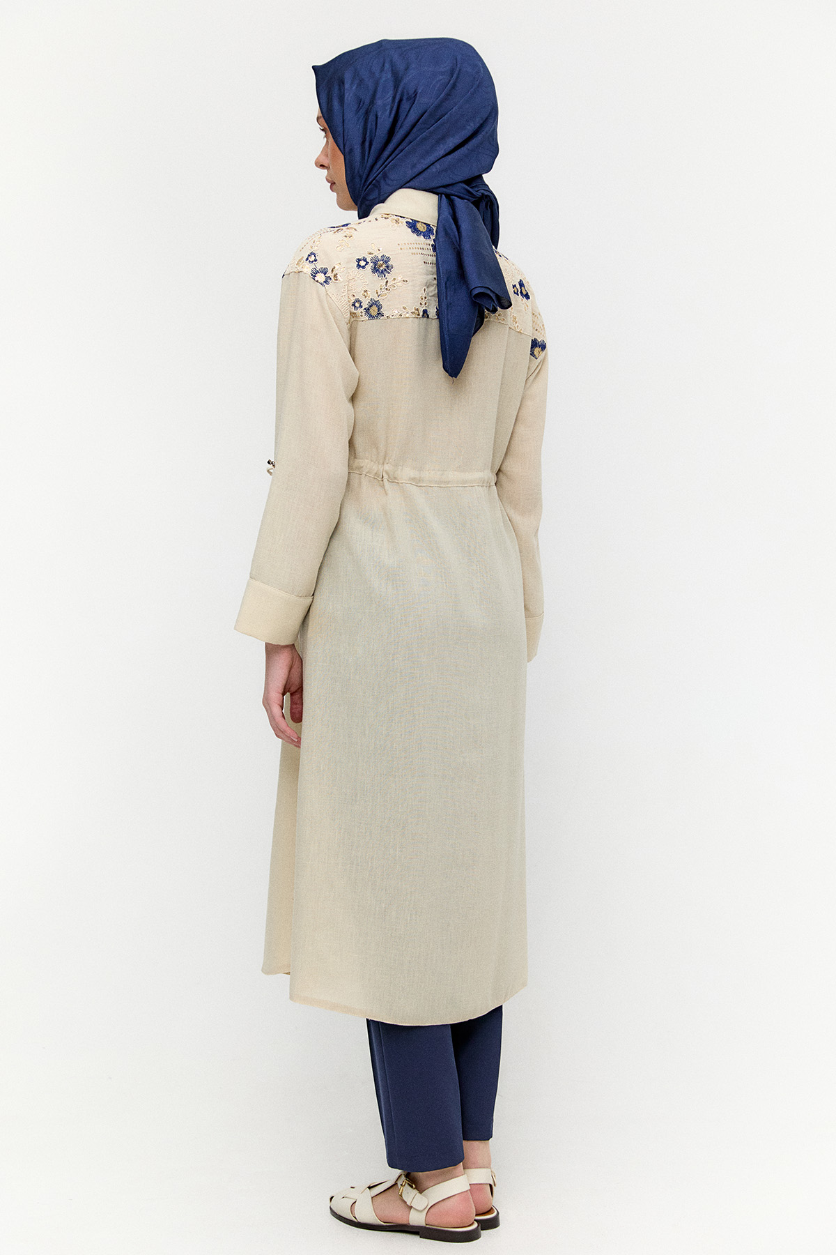 Keten Görünümlü Uzun Tunik, Tesettür Giyim