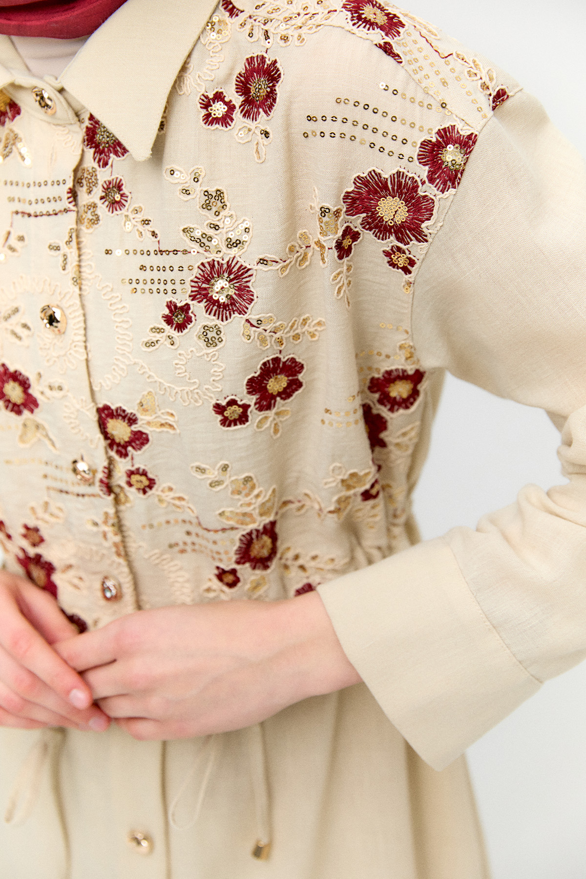 Keten Görünümlü Uzun Tunik, Tesettür Giyim