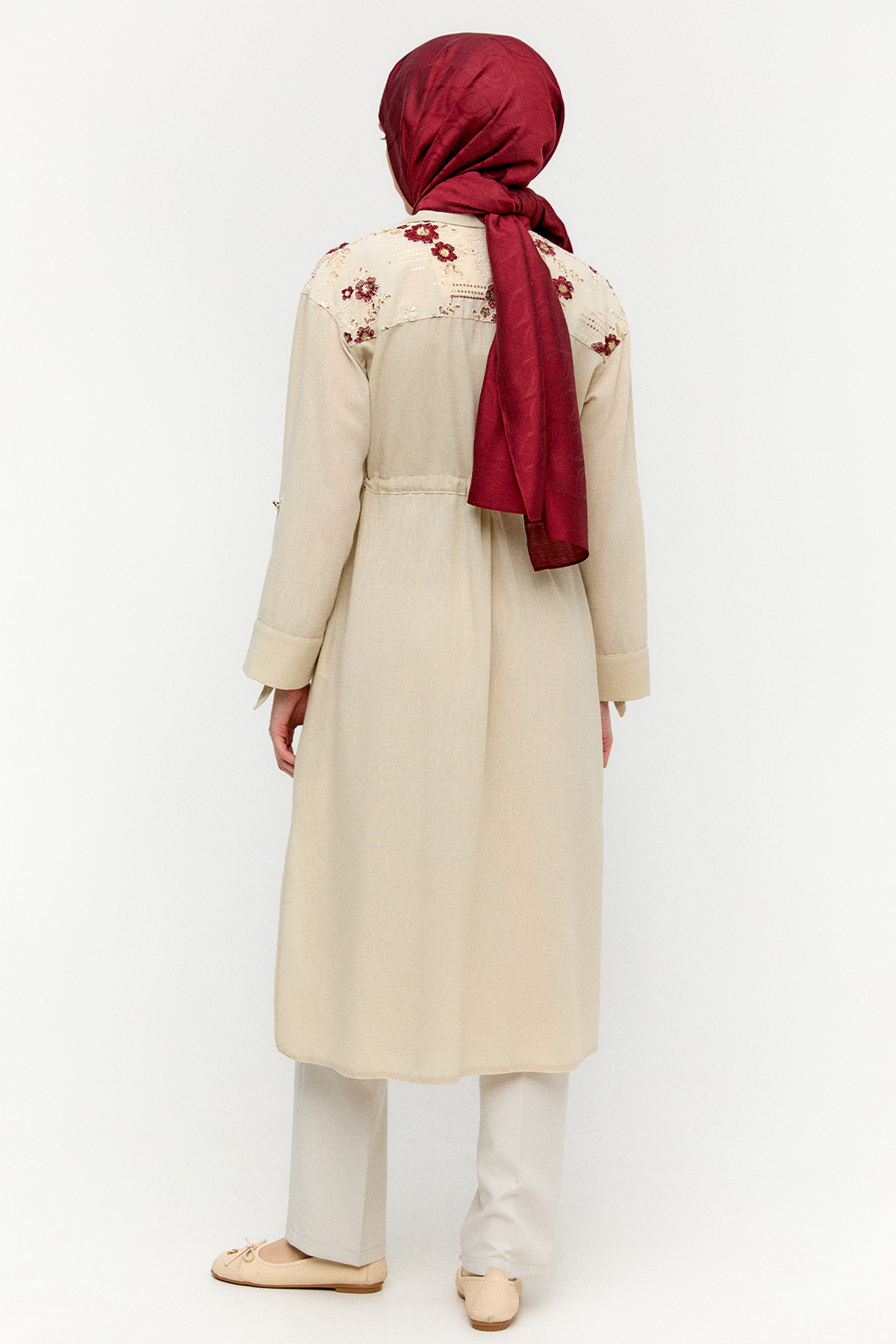 Keten Görünümlü Uzun Tunik, Tesettür Giyim