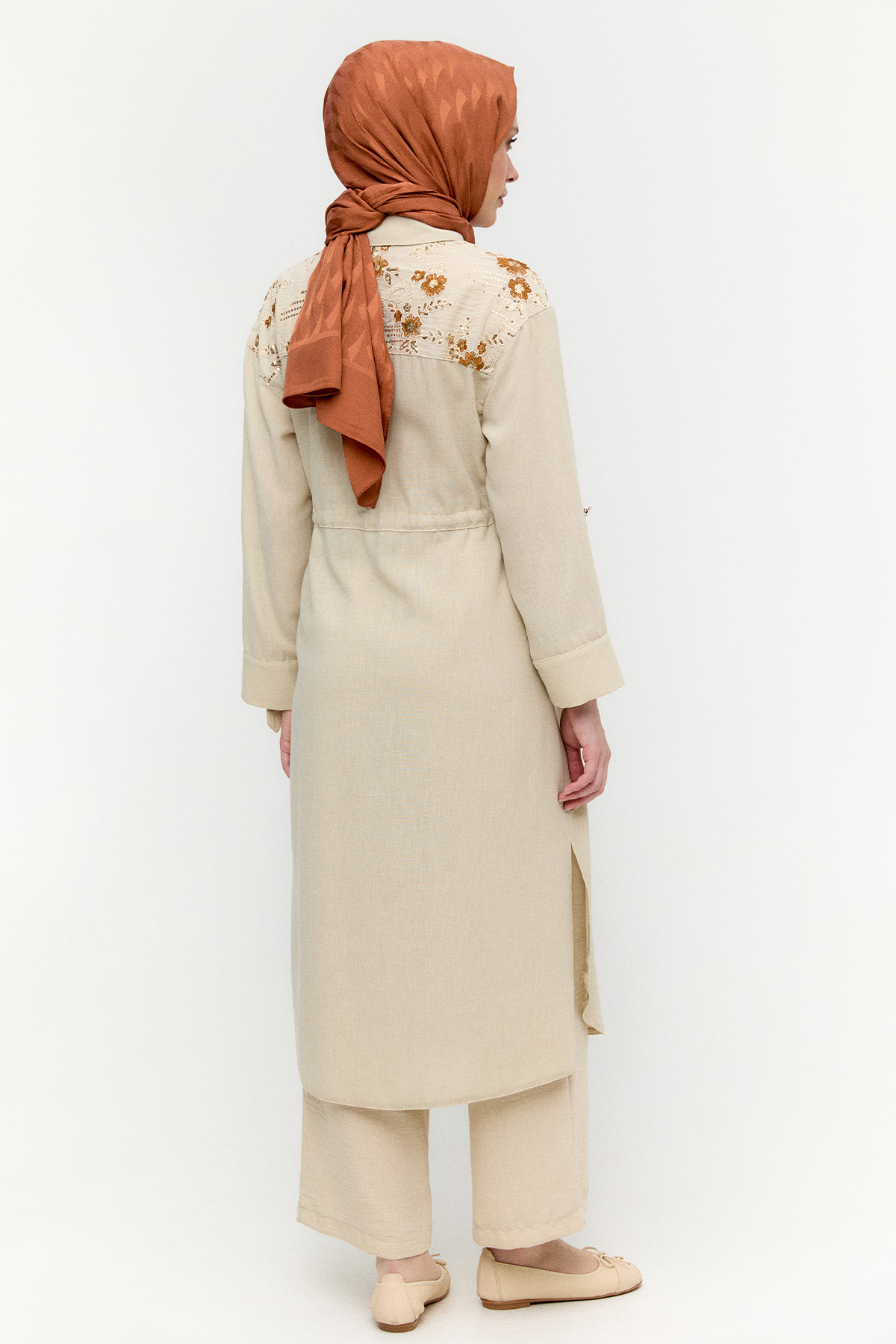 Keten Görünümlü Uzun Tunik, Tesettür Giyim