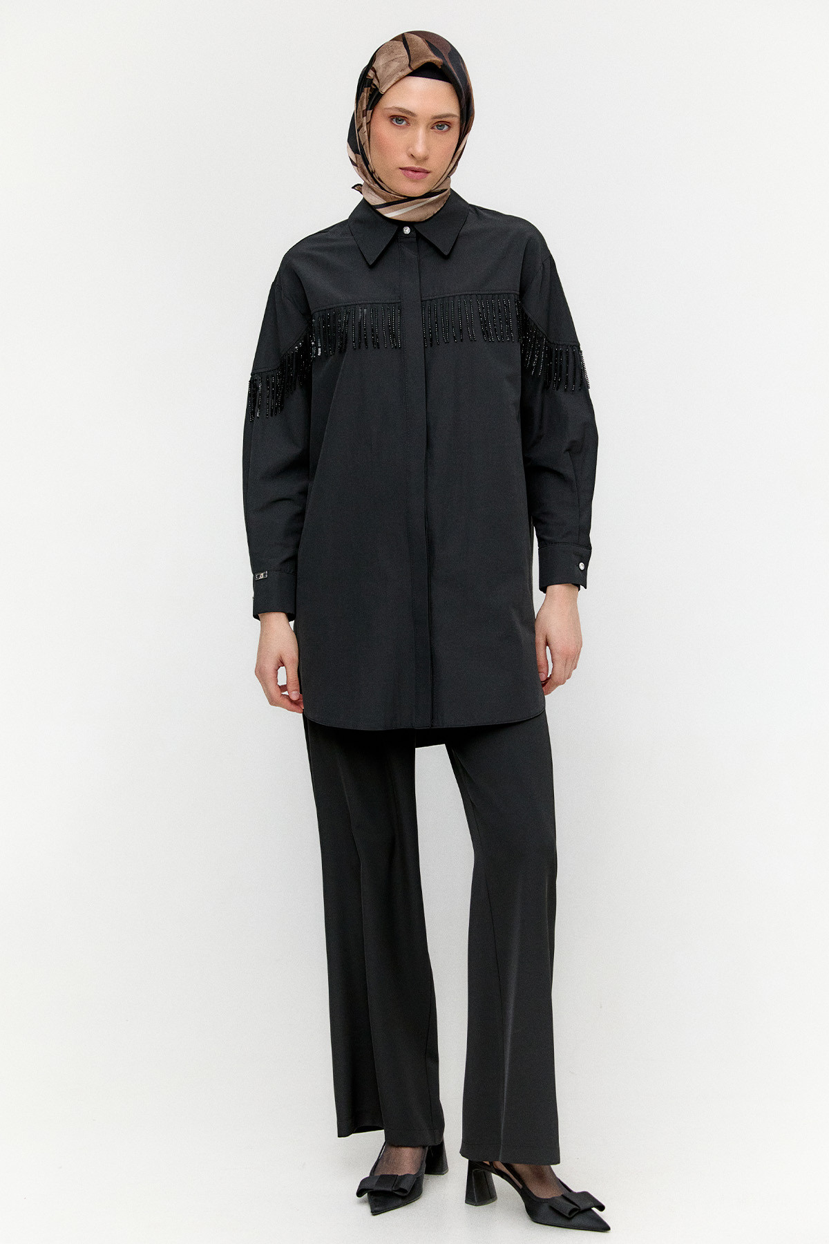 Sarkıt Taşlı Pamuklu Tunik, Tesettür Giyim