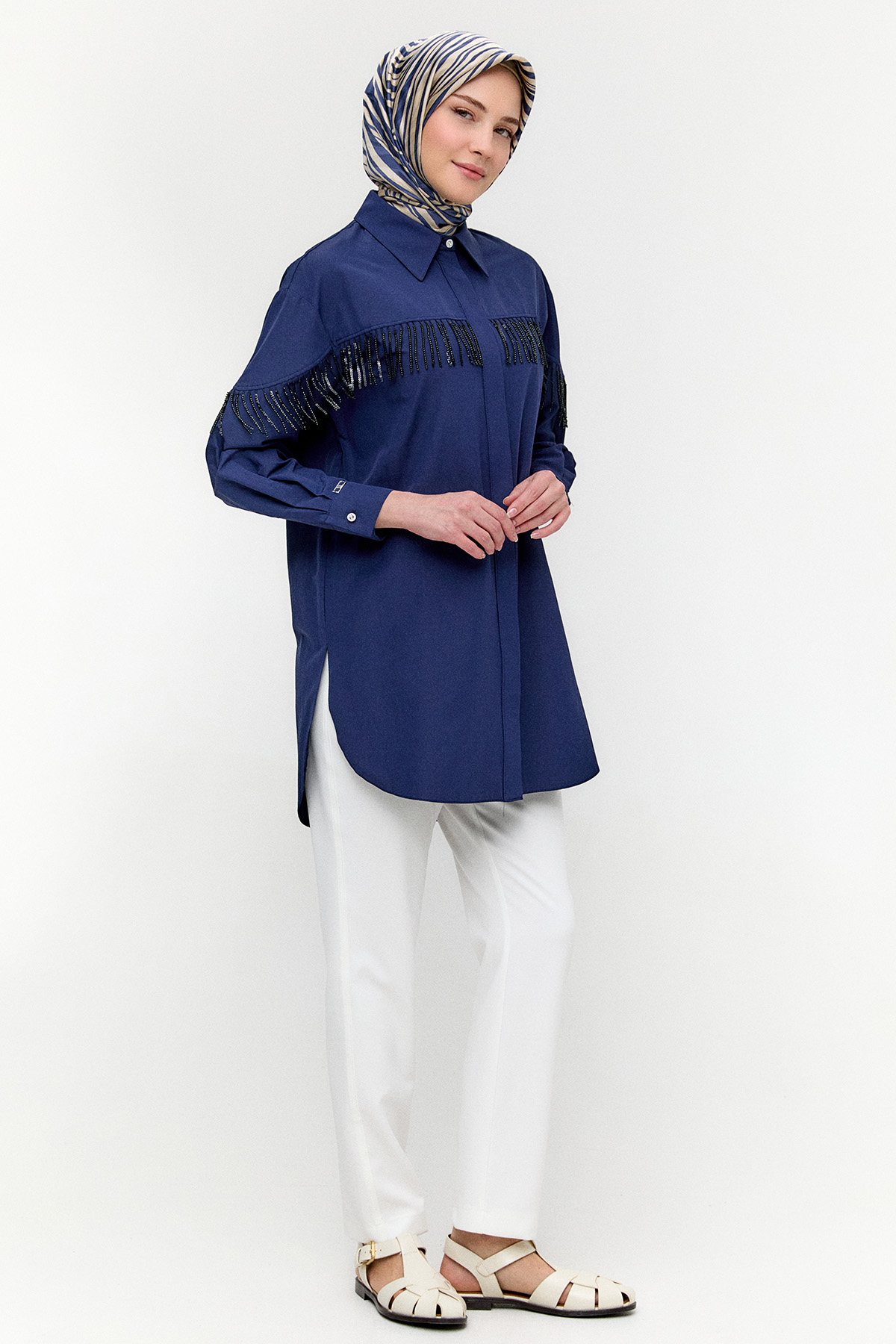 Sarkıt Taşlı Pamuklu Tunik, Tesettür Giyim