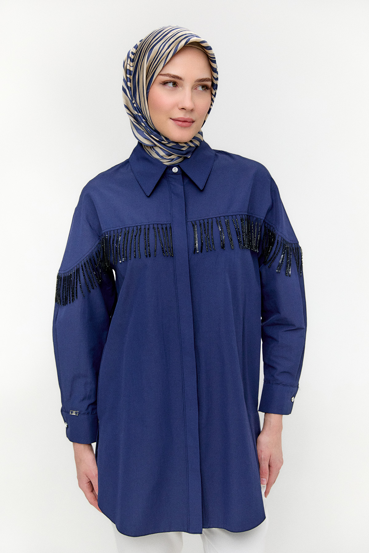 Sarkıt Taşlı Pamuklu Tunik, Tesettür Giyim