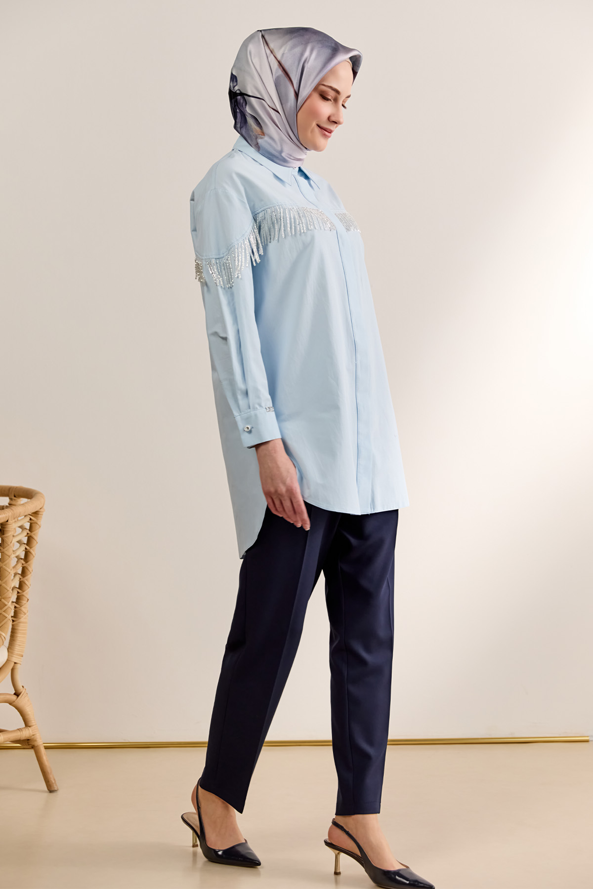 Sarkıt Taşlı Pamuklu Tunik, Tesettür Giyim