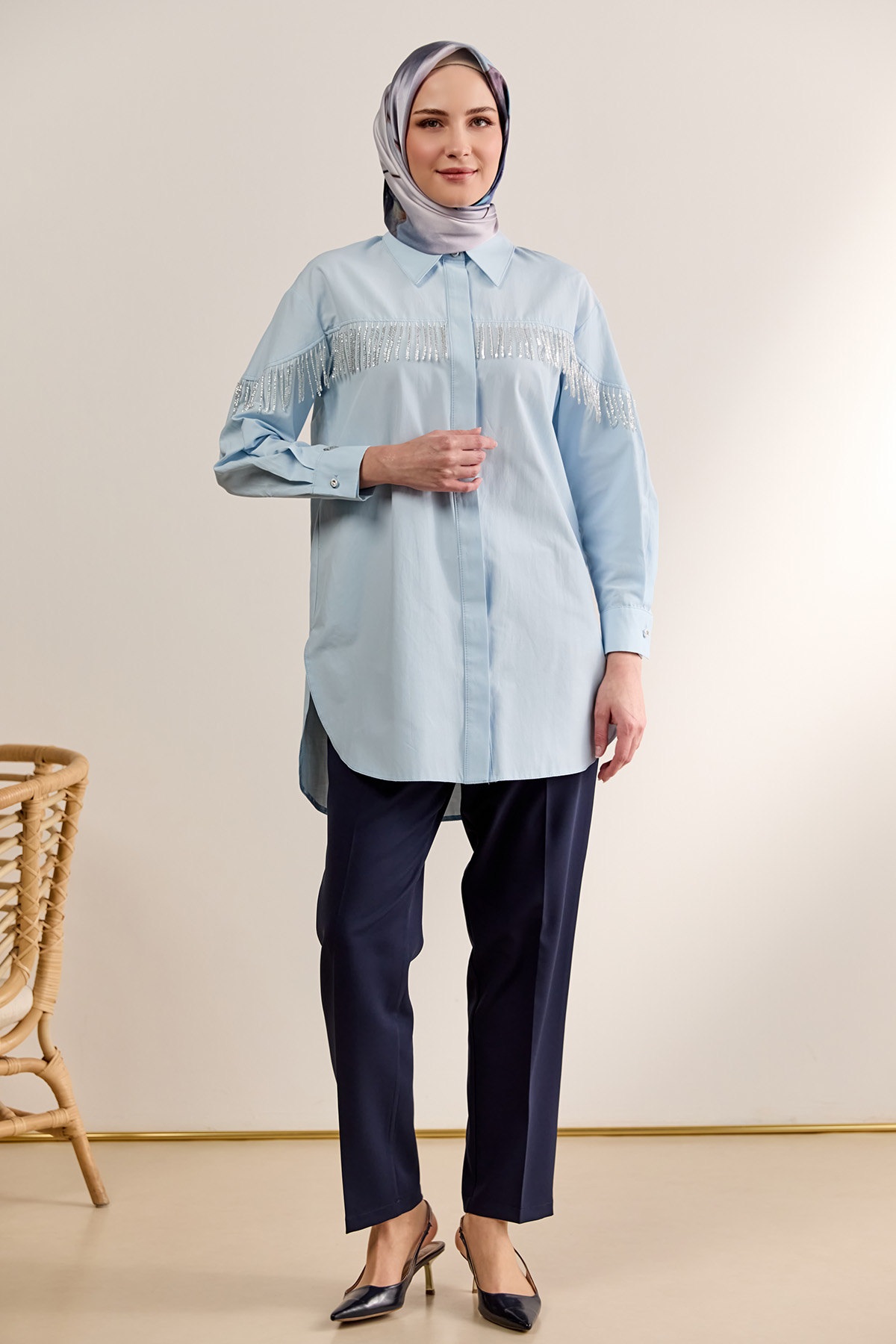 Sarkıt Taşlı Pamuklu Tunik, Tesettür Giyim