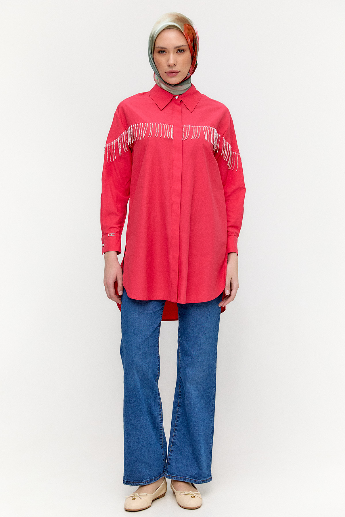 Sarkıt Taşlı Pamuklu Tunik, Tesettür Giyim