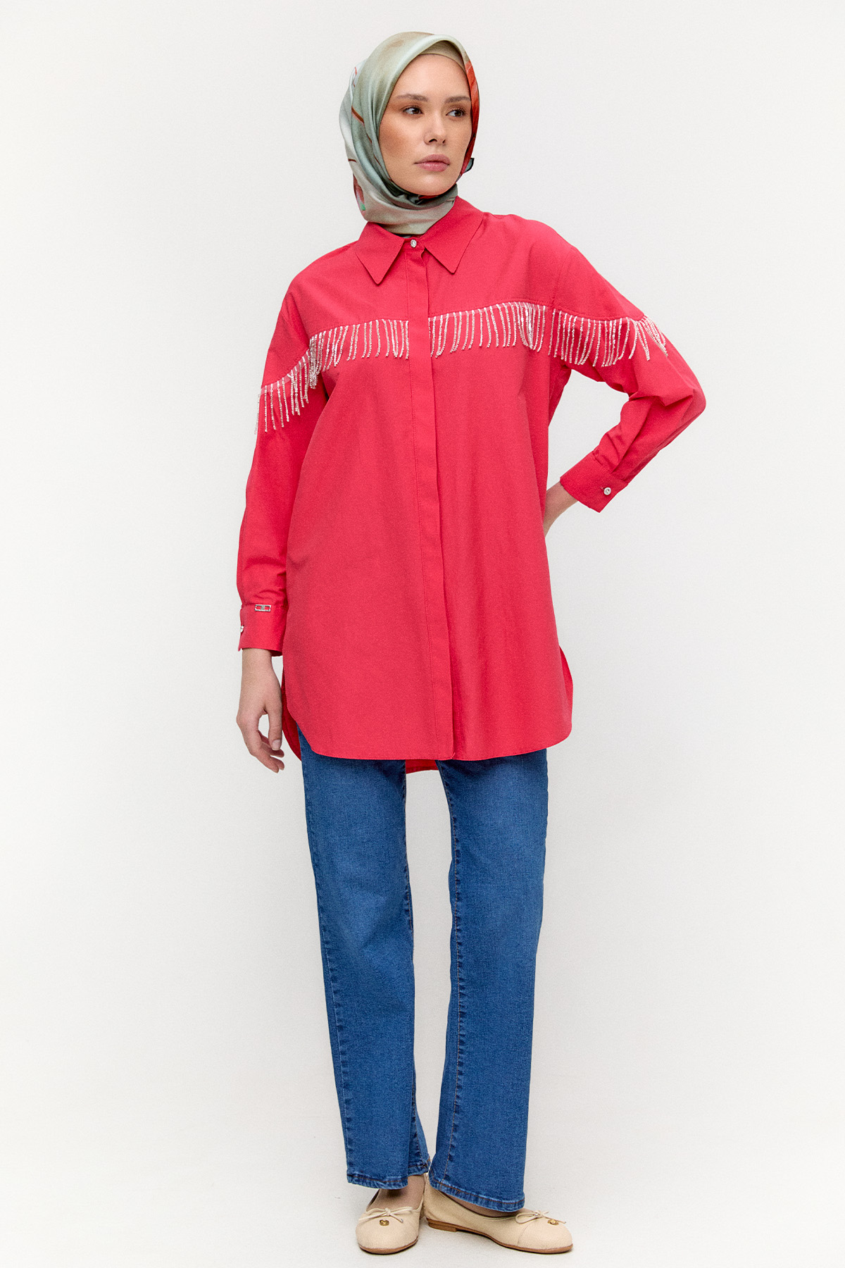 Sarkıt Taşlı Pamuklu Tunik, Tesettür Giyim