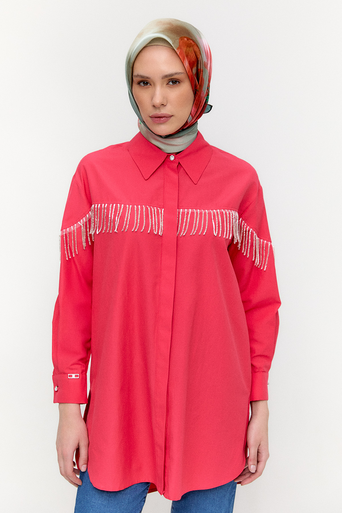 Sarkıt Taşlı Pamuklu Tunik, Tesettür Giyim