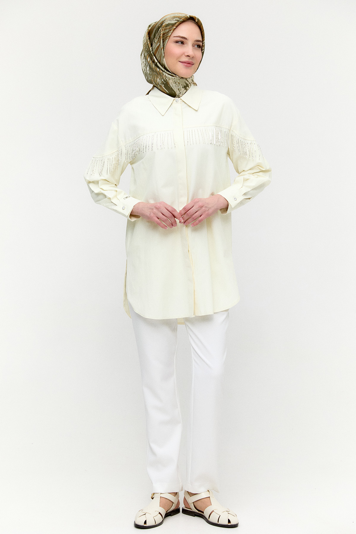 Sarkıt Taşlı Pamuklu Tunik, Tesettür Giyim