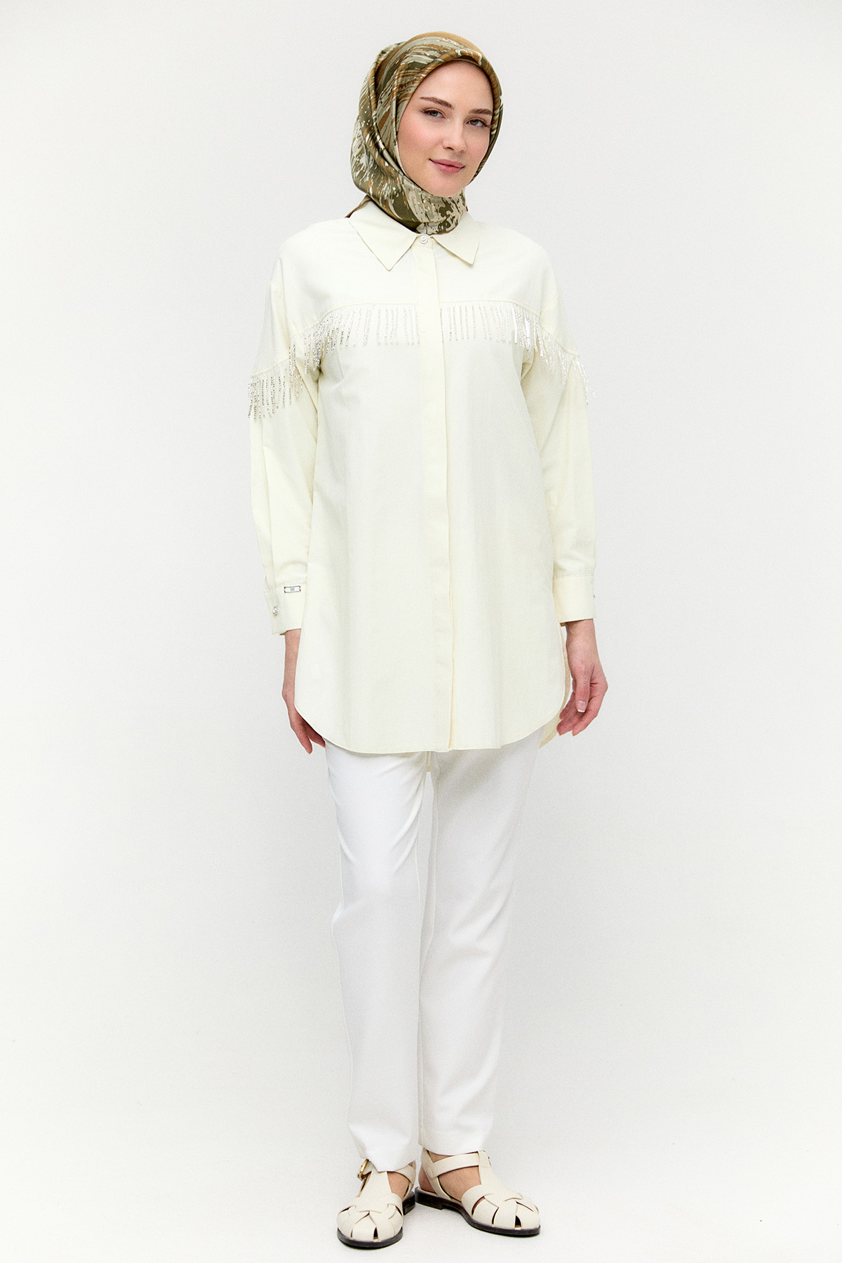 Sarkıt Taşlı Pamuklu Tunik, Tesettür Giyim