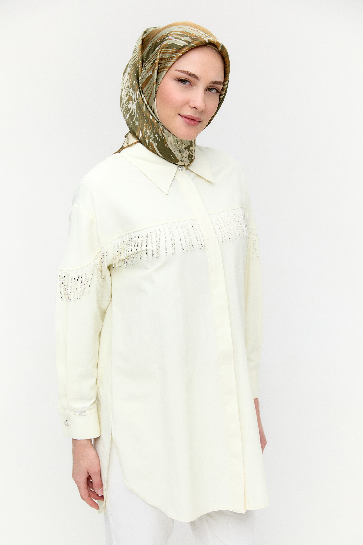 Sarkıt Taşlı Pamuklu Tunik, Tesettür Giyim