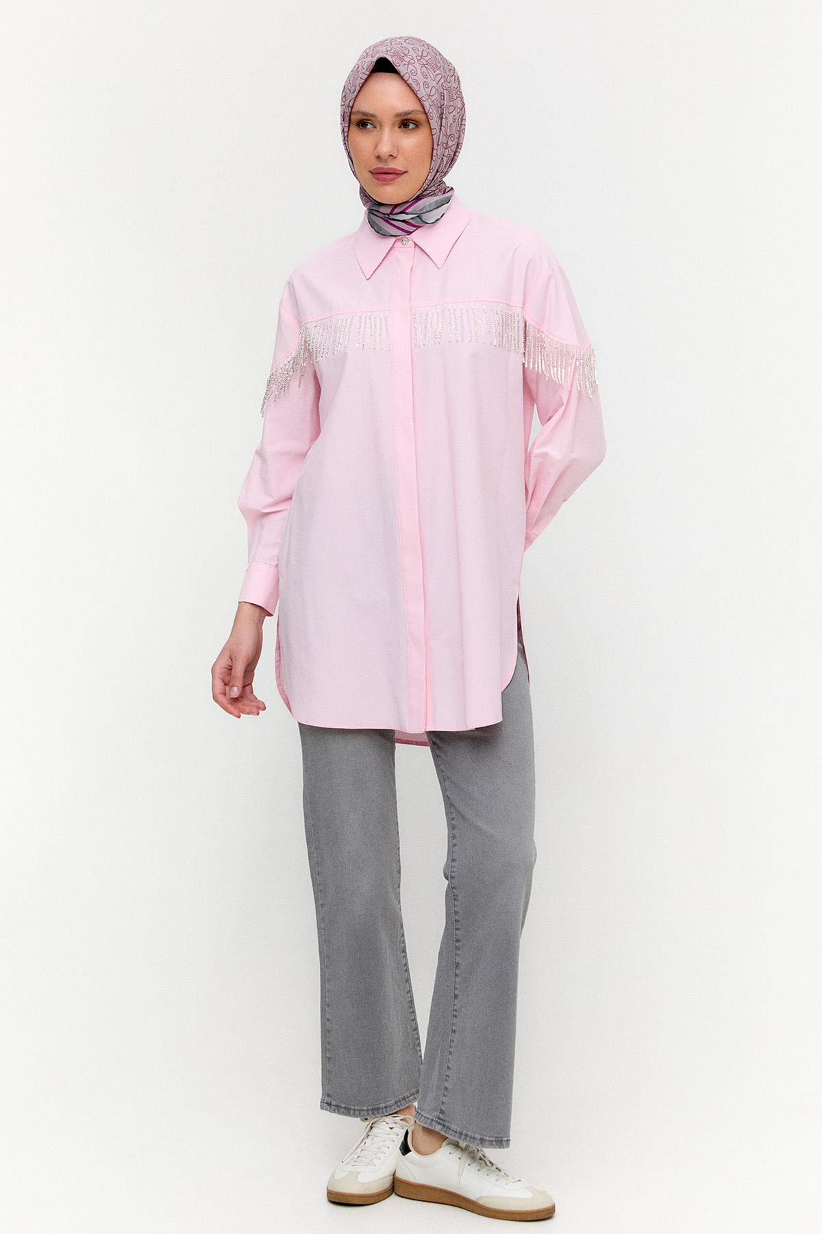 Sarkıt Taşlı Pamuklu Tunik, Tesettür Giyim
