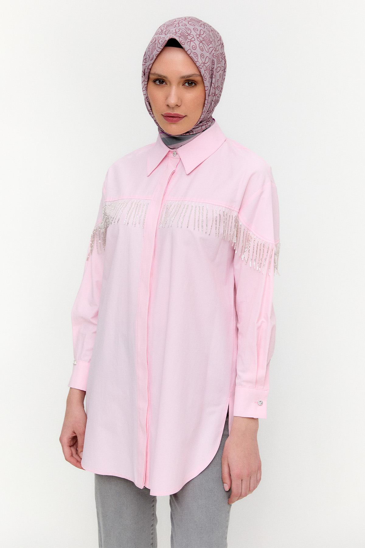Sarkıt Taşlı Pamuklu Tunik, Tesettür Giyim