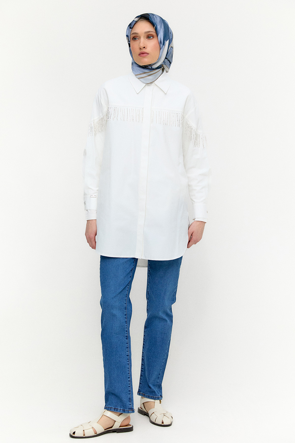 Sarkıt Taşlı Pamuklu Tunik, Tesettür Giyim