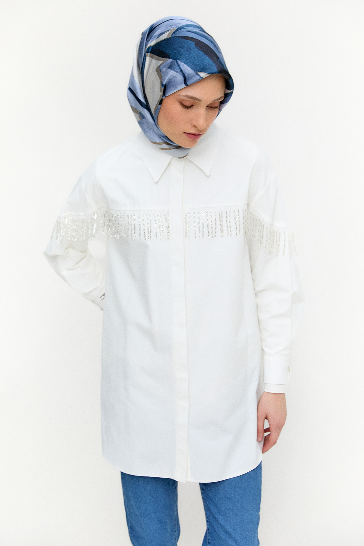 Sarkıt Taşlı Pamuklu Tunik, Tesettür Giyim