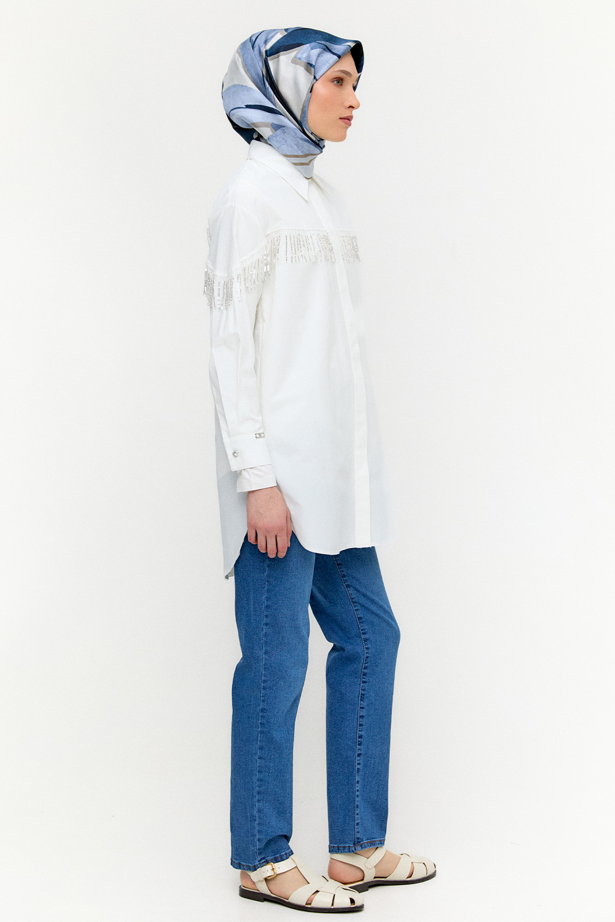 Sarkıt Taşlı Pamuklu Tunik, Tesettür Giyim