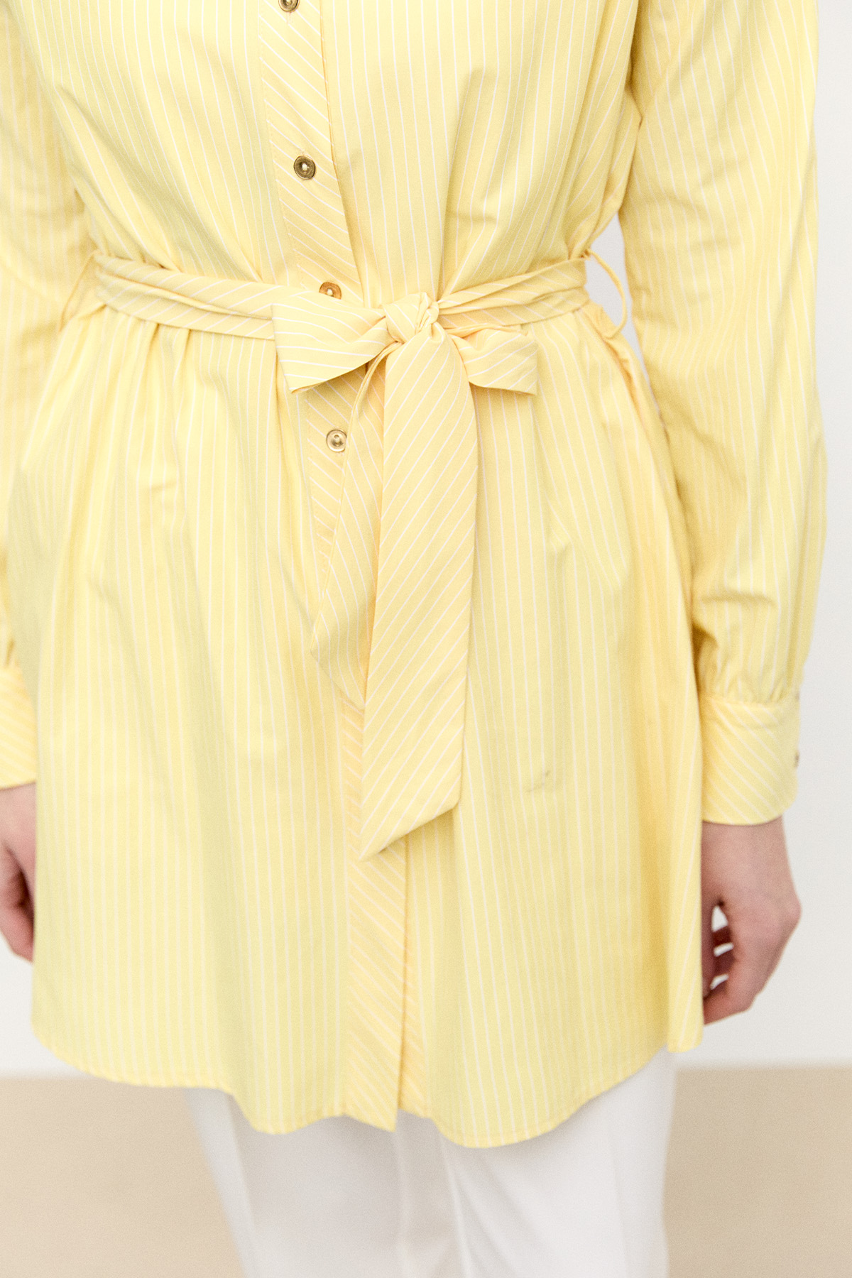 Sırtta Volanlı Çizgili Tunik, Tesettür Giyim