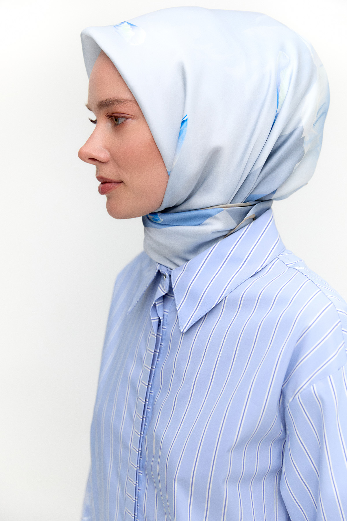 Çiçekli Çizgili Oversize Tunik, Tesettür Giyim